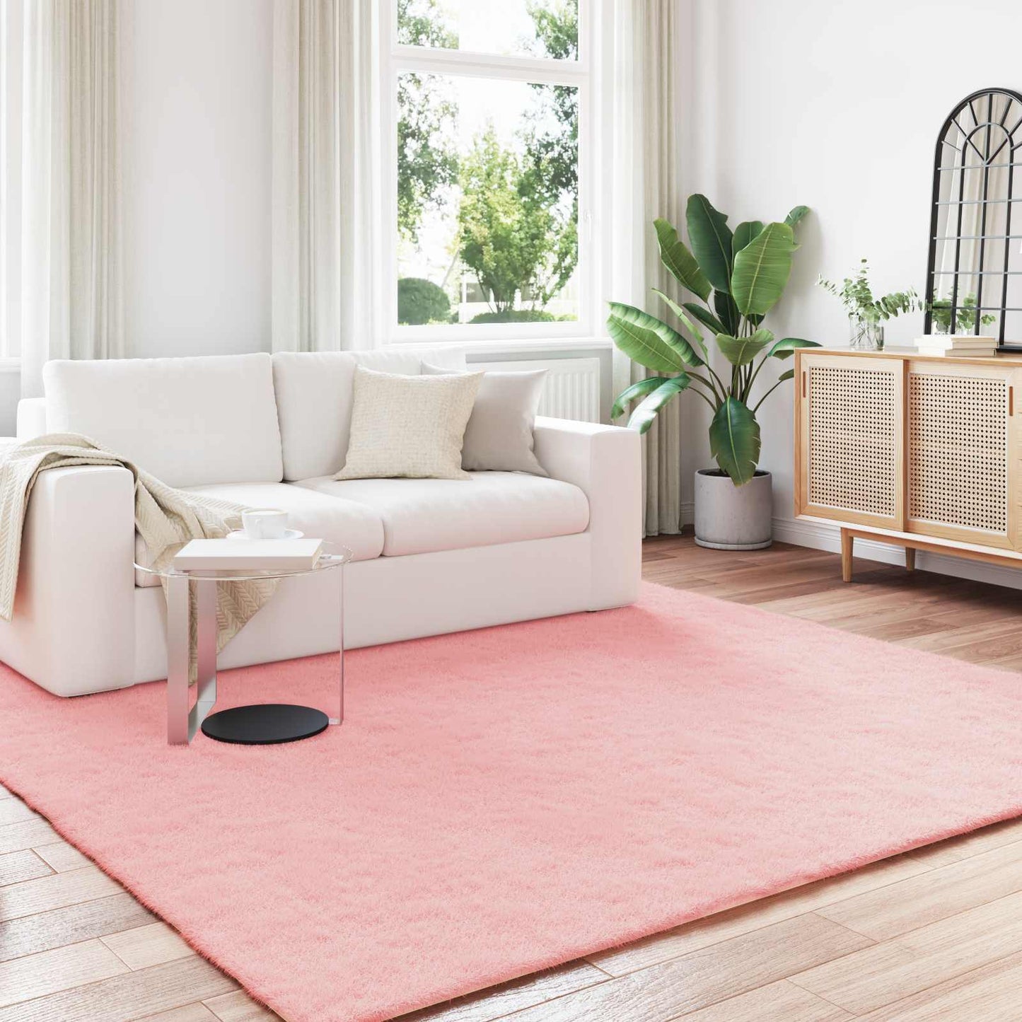 Skliikkerteppe i kunstig kaninpels OLITE Rosa 240 x 240 cm