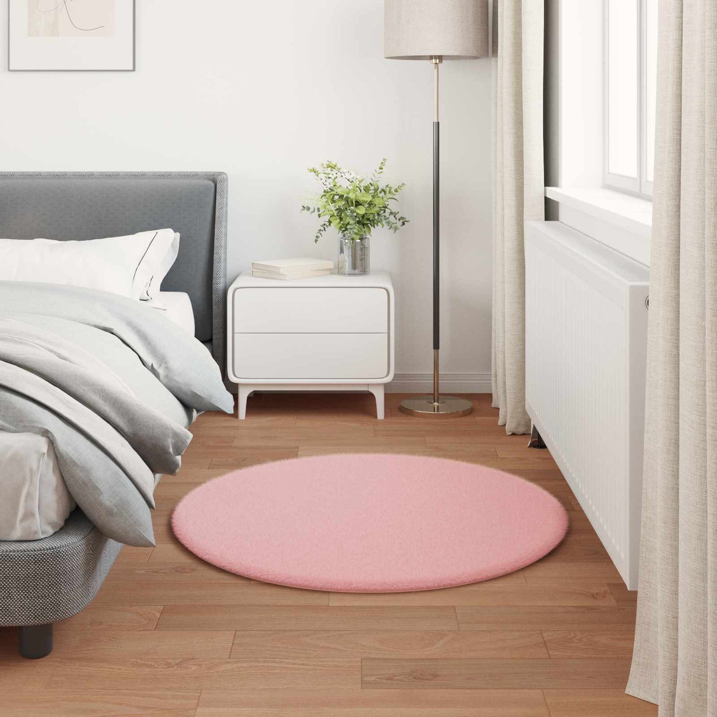 Skliikkerteppe i kunstig kaninpels OLITE Rosa Ø 80 cm Polyester
