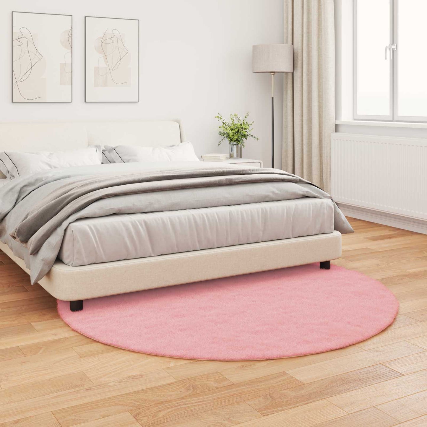 Skliikkerteppe i kunstig kaninpels OLITE Rosa Ø 200 cm