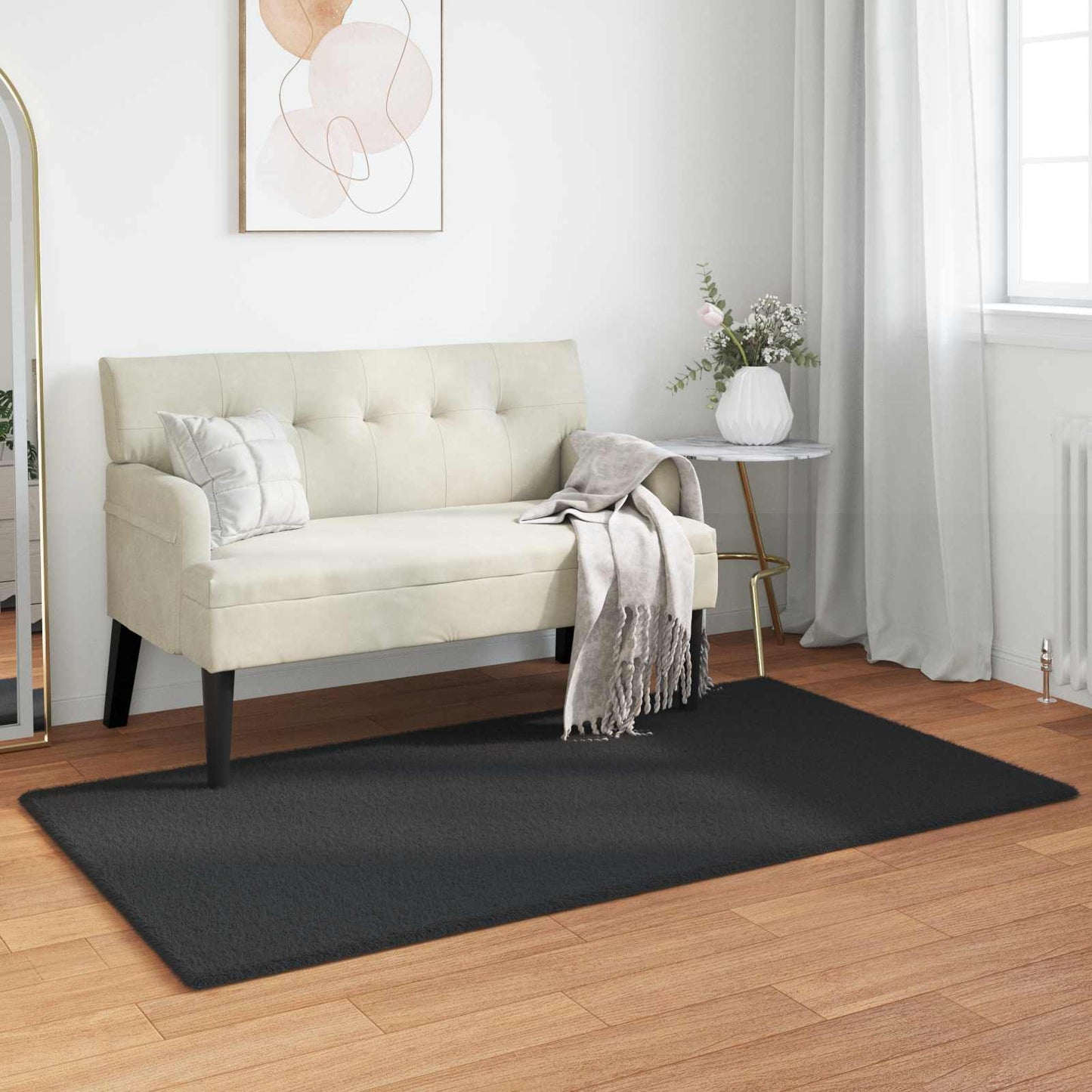 Skliikkerteppe i kunstig kaninpels OLITE Svart 80 x 150 cm