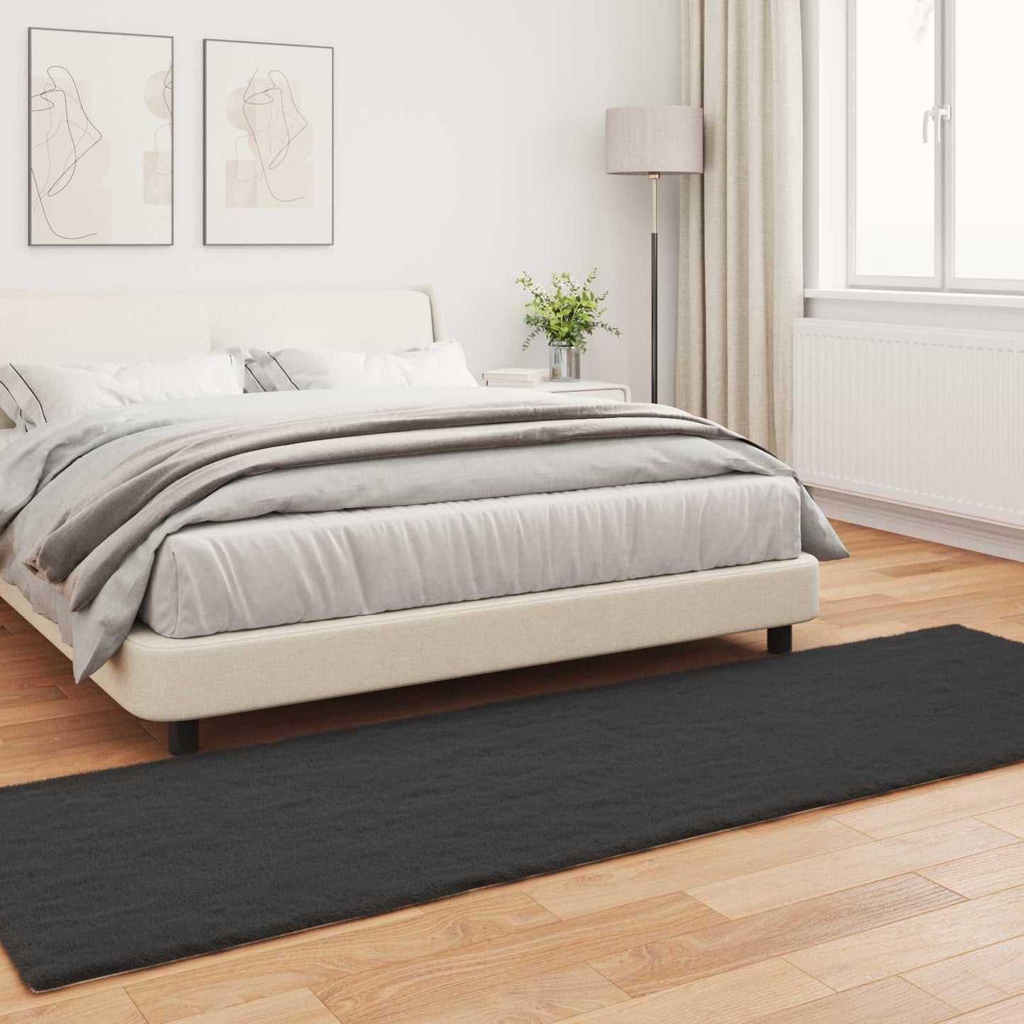 Skliikkerteppe i kunstig kaninpels OLITE Svart 80 x 250 cm