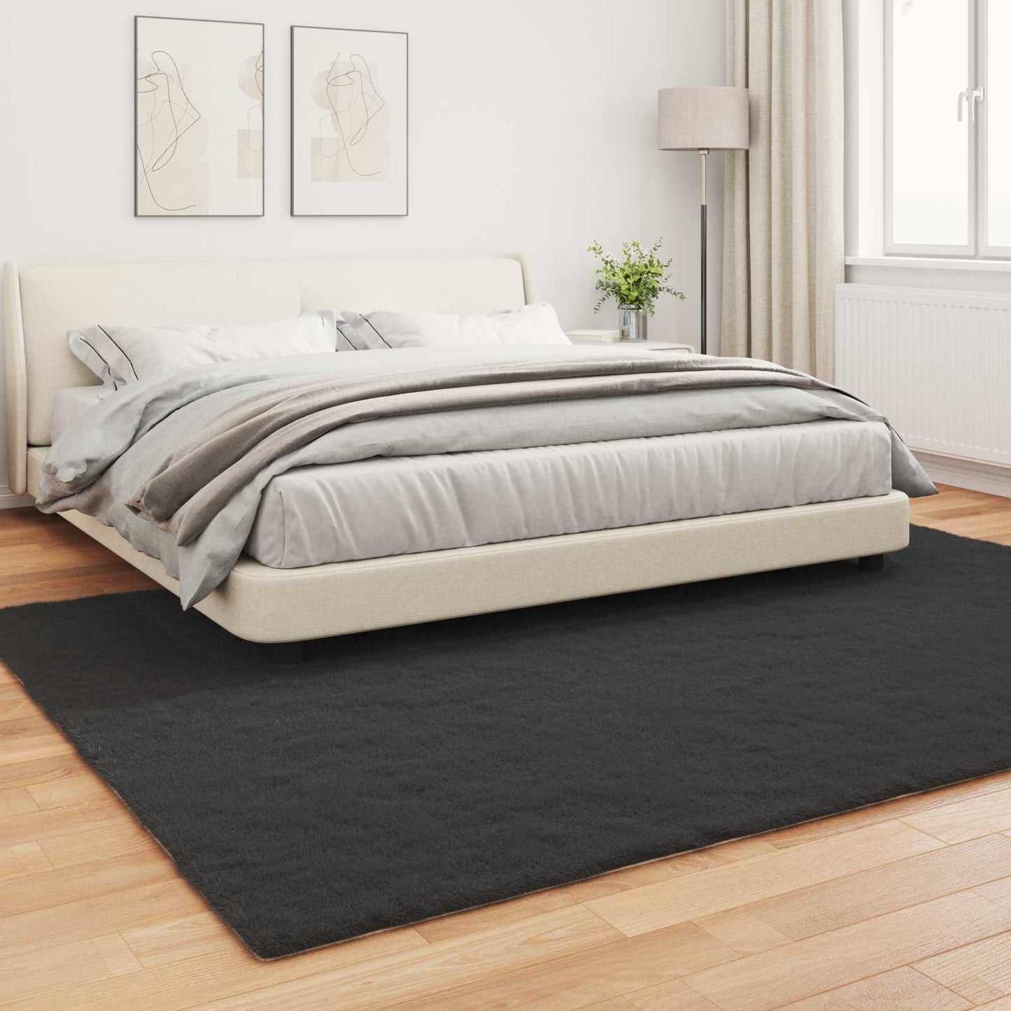 Skliikkerteppe i kunstig kaninpels OLITE Svart 200 x 280 cm