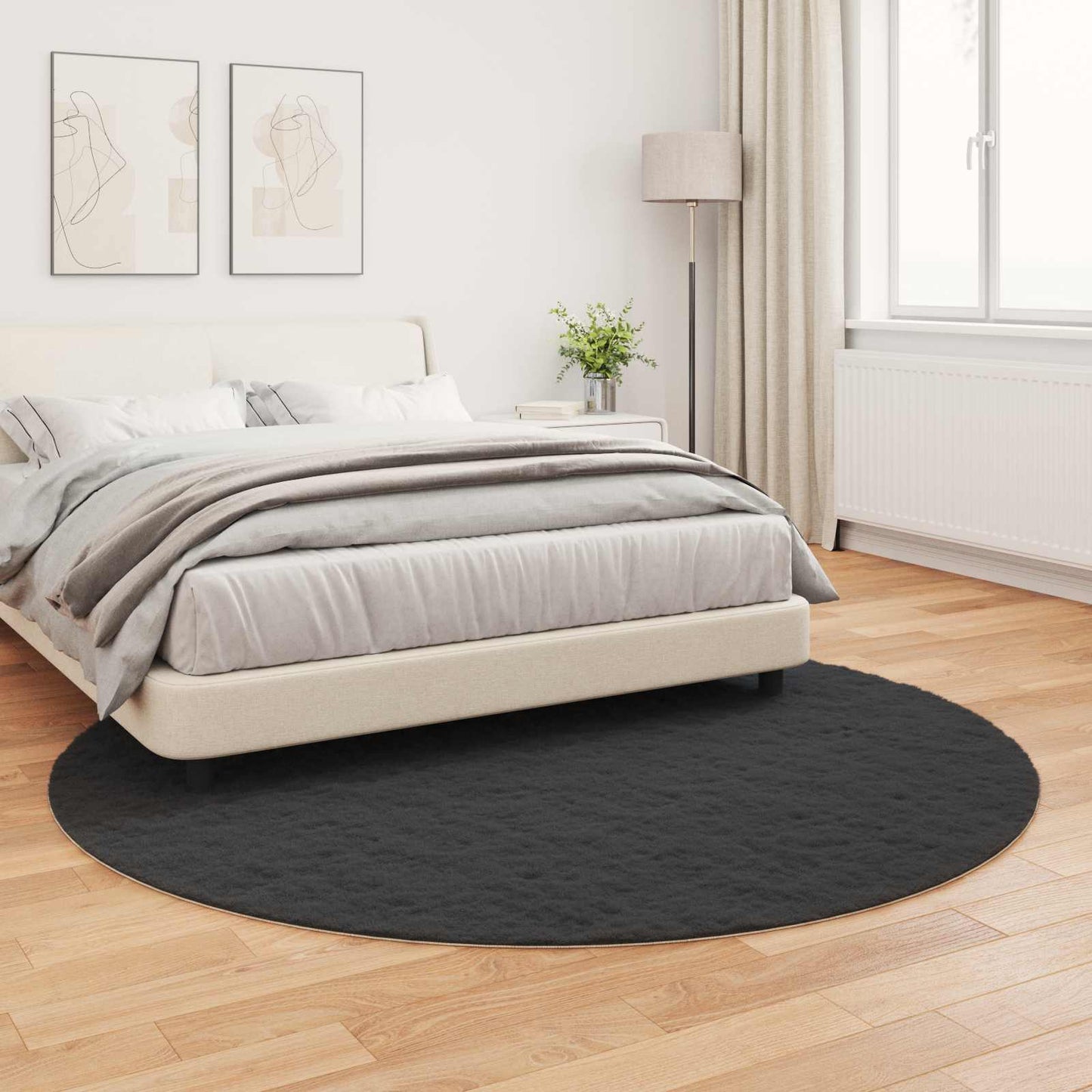 Skliikkerteppe i kunstig kaninpels OLITE Svart Ø 160 cm