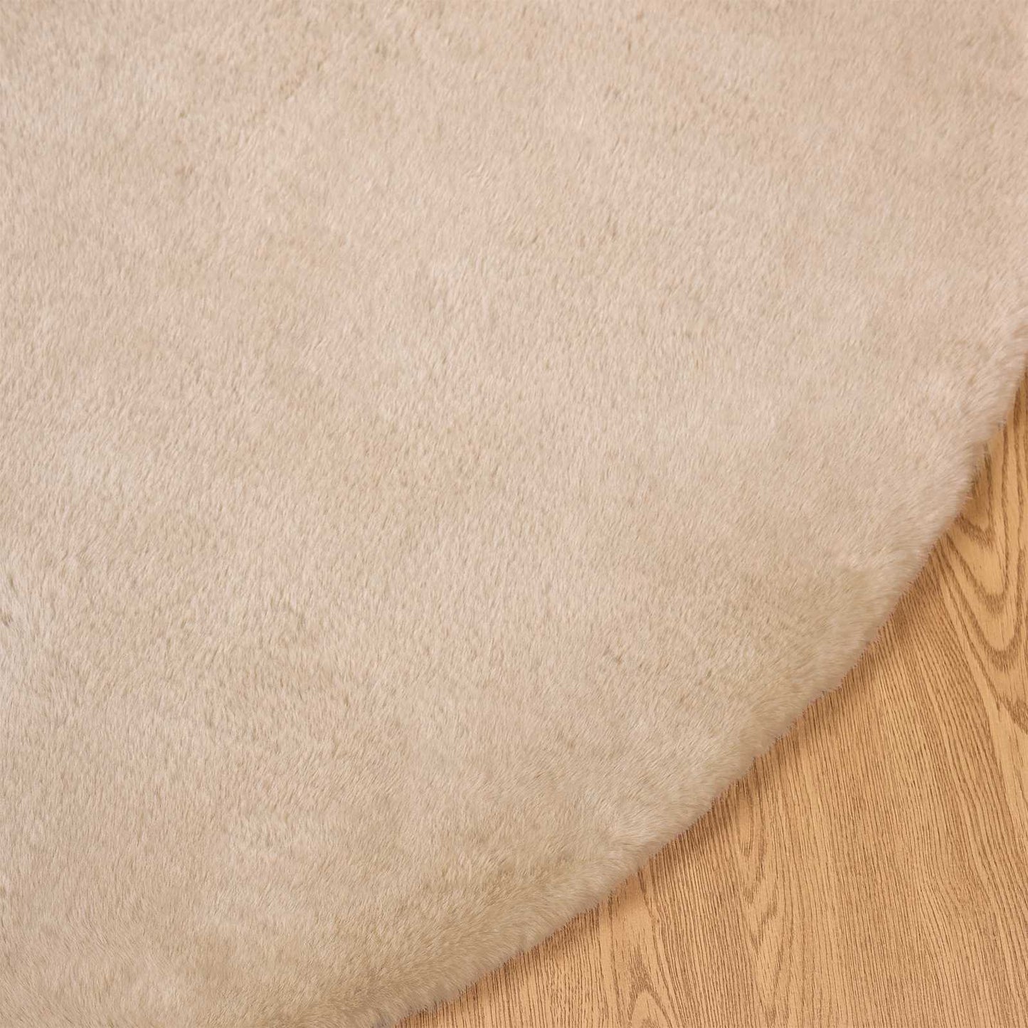 Skliikkerteppe i kunstig kaninpels OLITE Gråbrun Ø 80 cm