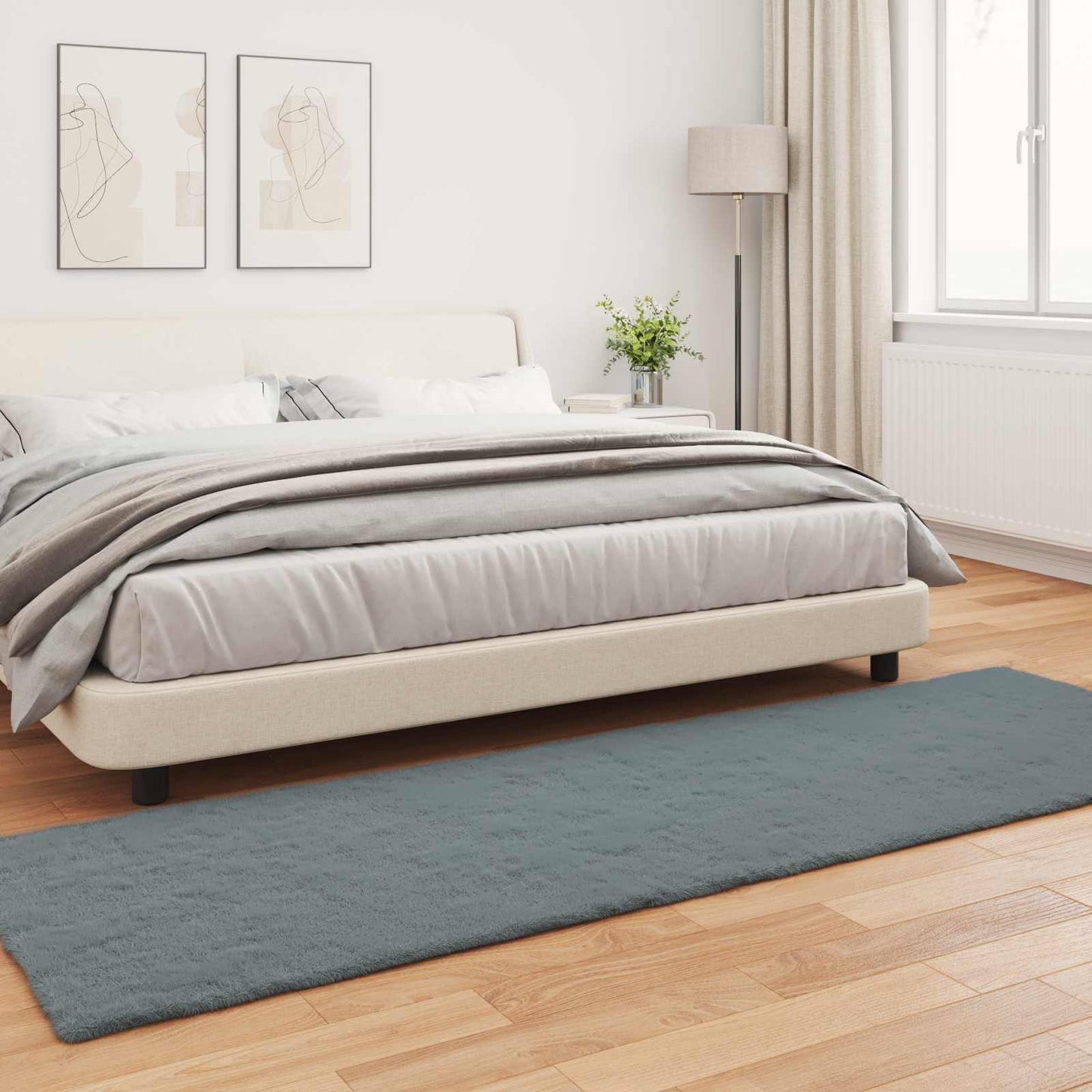 Skliikkerteppe i kunstig kaninpels OLITE Antrasitt 80 x 250 cm