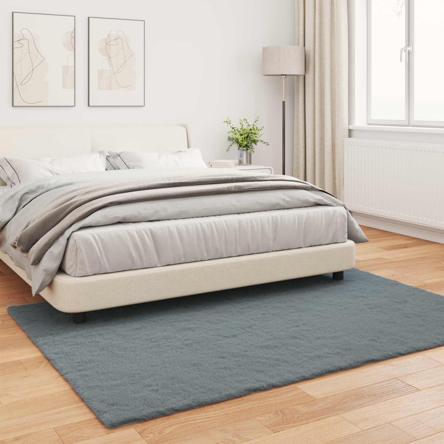 Skliikkerteppe i kunstig kaninpels OLITE Antrasitt 120 x 170 cm