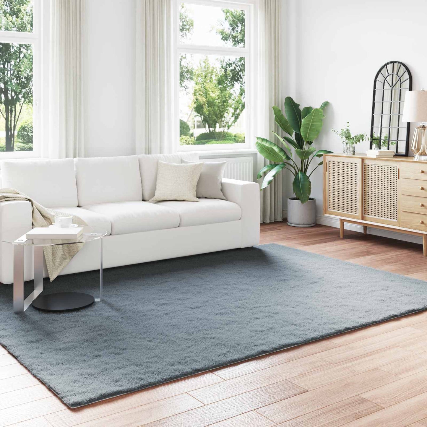 Skliikkerteppe i kunstig kaninpels OLITE Antrasitt 200 x 280 cm