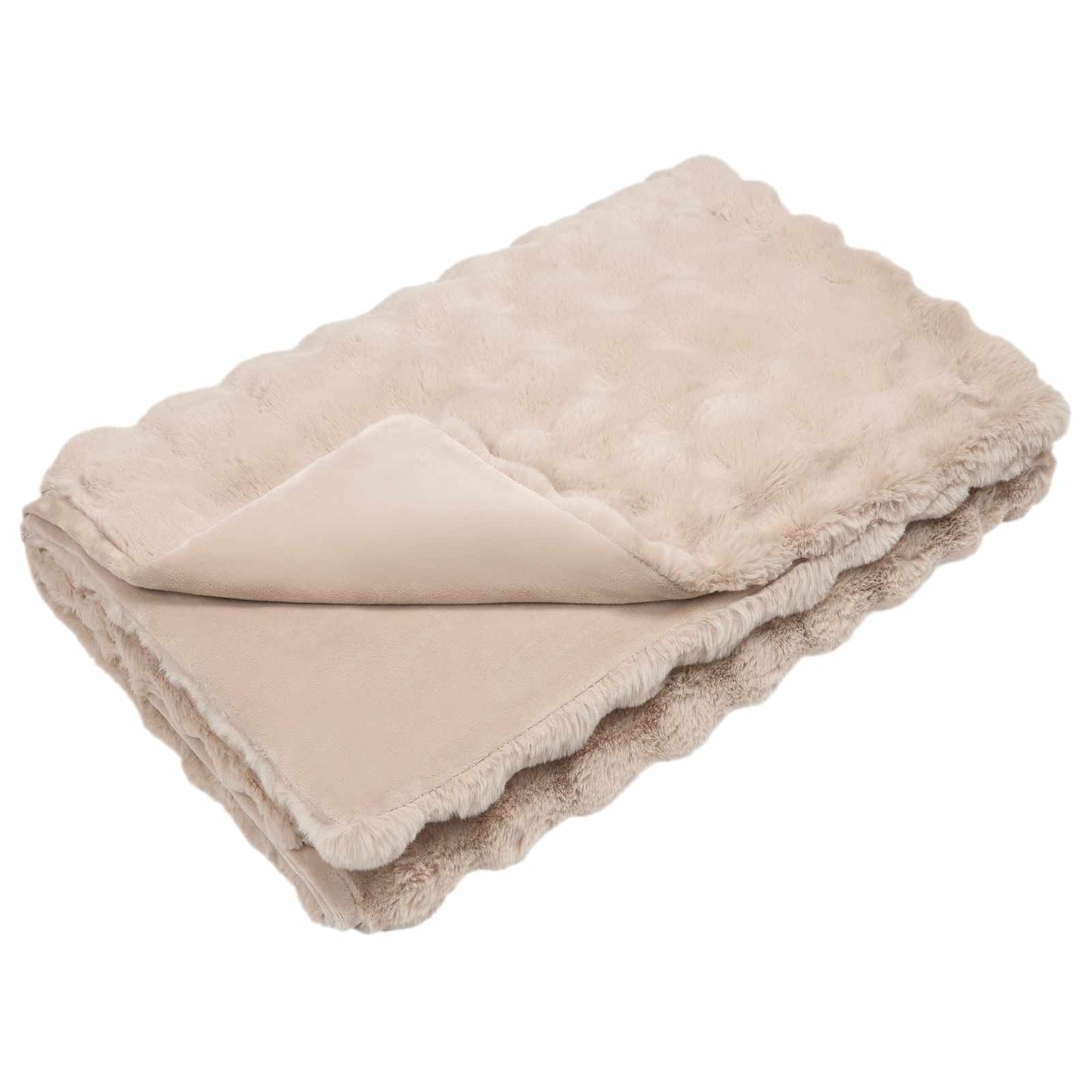 Skliikkerteppe / pledd i kunstig kaninpels Olite Beige