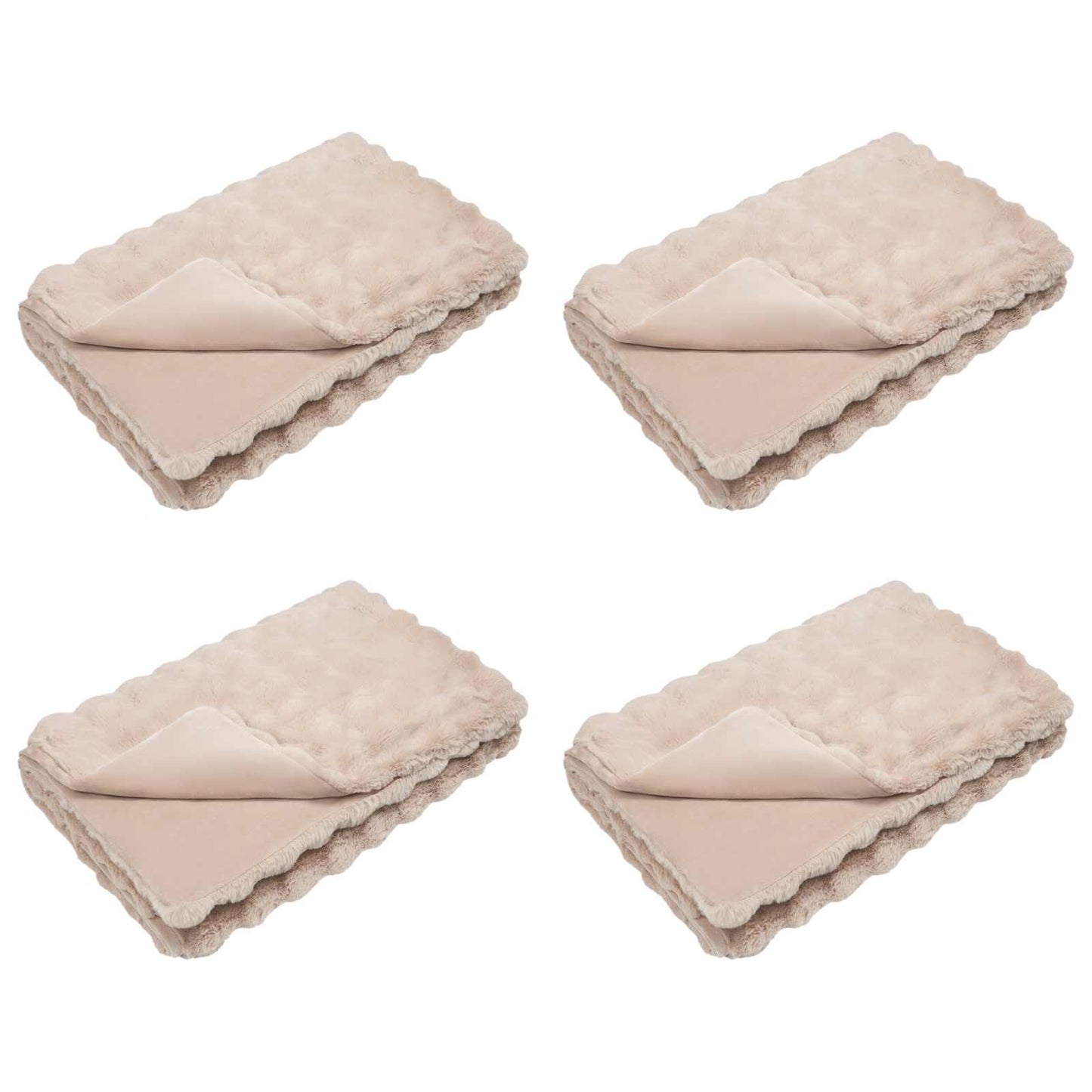 Skliikkerteppe / pledd i kunstig kaninpels Olite 4 pcs Beige