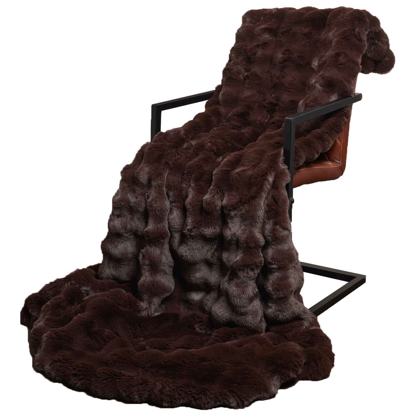 Skliikkerteppe / pledd i kunstig kaninpels Olite 4 pcs Kamel