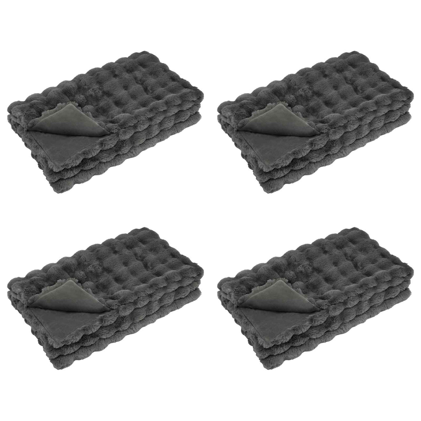 Skliikkerteppe / pledd i kunstig kaninpels Olite 4 pcs Mørkegrå