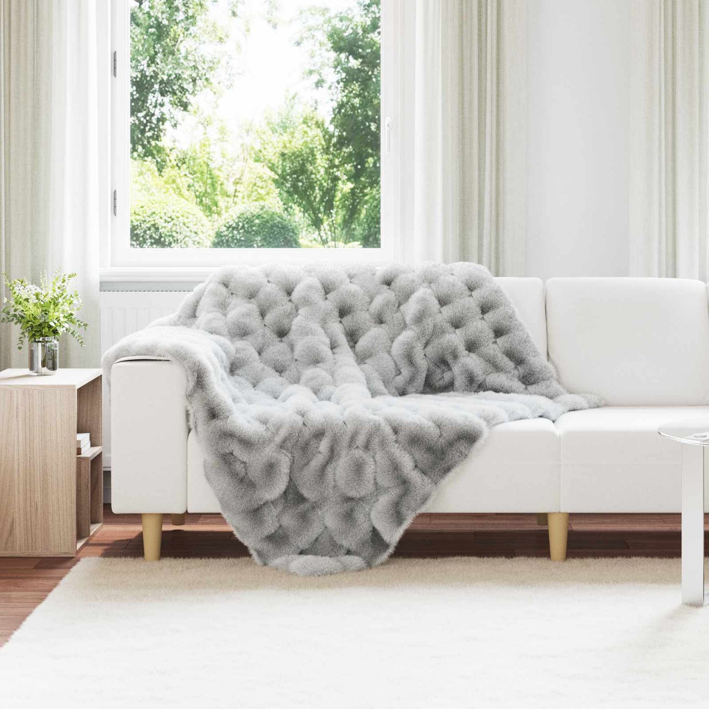 Skliikkerteppe / pledd i kunstig kaninpels Olite Grå Polyester