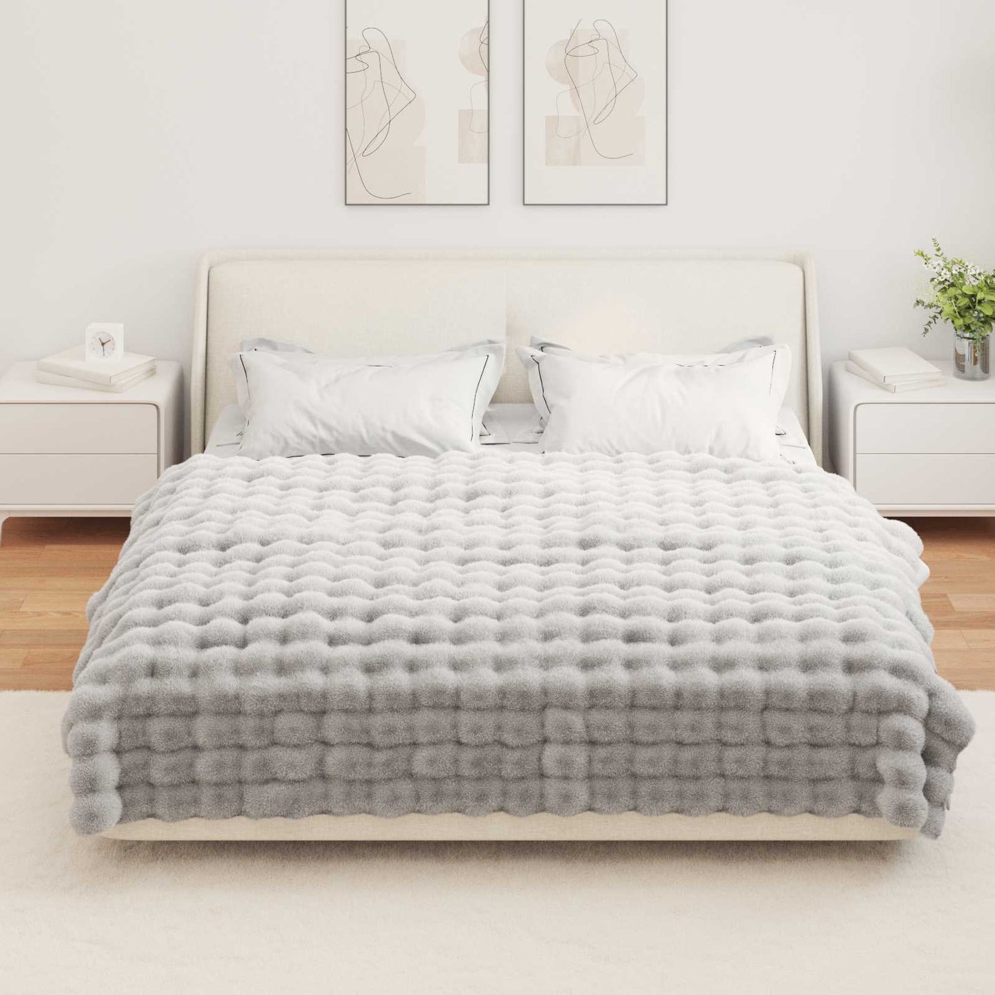 Skliikkerteppe / pledd i kunstig kaninpels Olite Grå Polyester