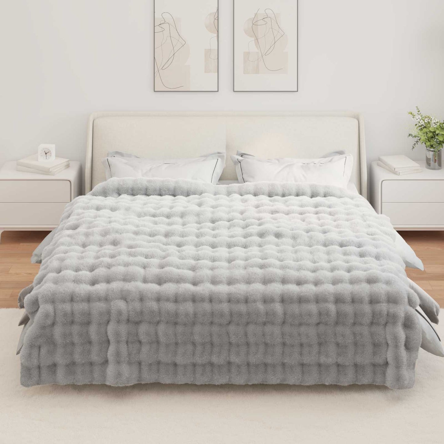 Skliikkerteppe / pledd i kunstig kaninpels Olite Grå Polyester