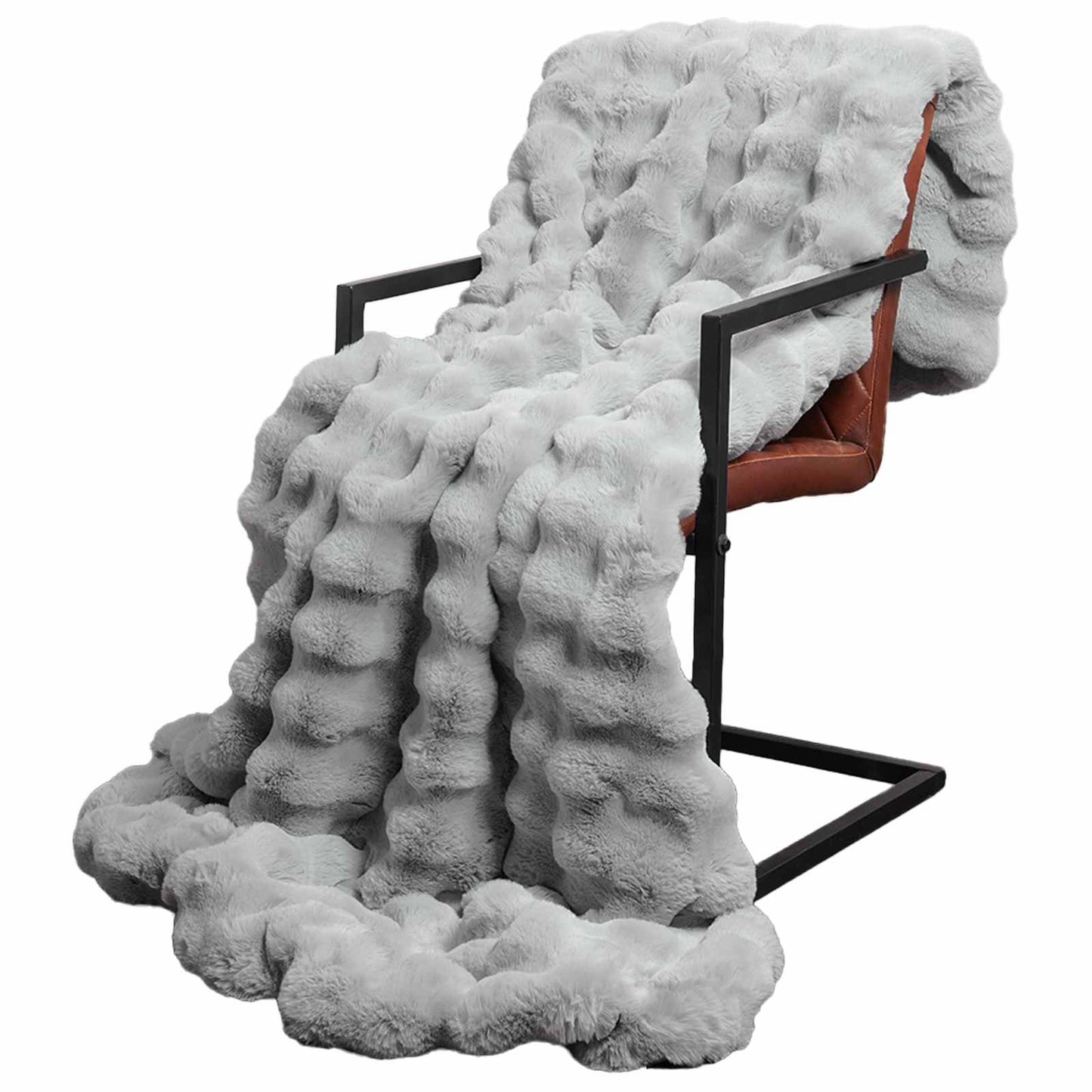 Skliikkerteppe / pledd i kunstig kaninpels Olite 4 pcs Grå