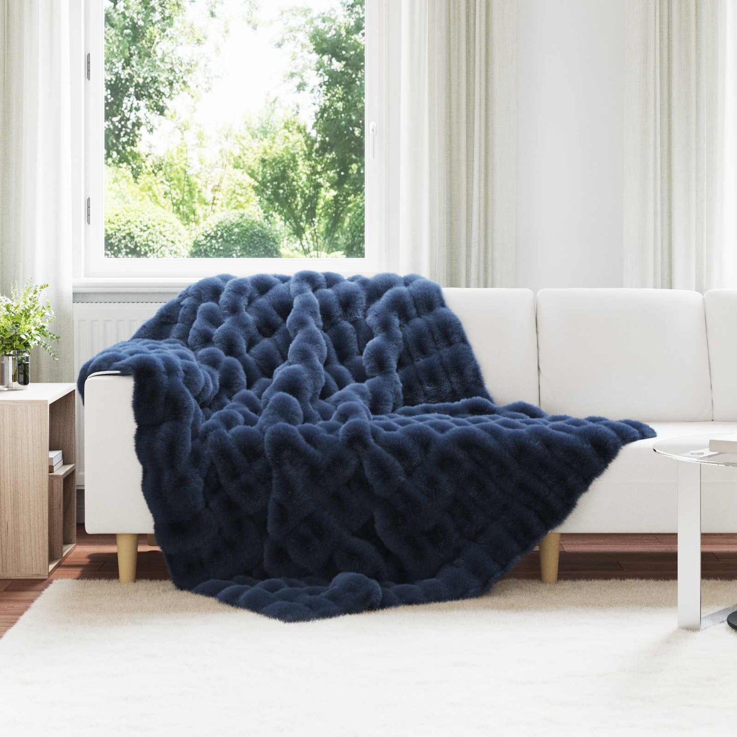 Skliikkerteppe / pledd i kunstig kaninpels Olite 4 pcs