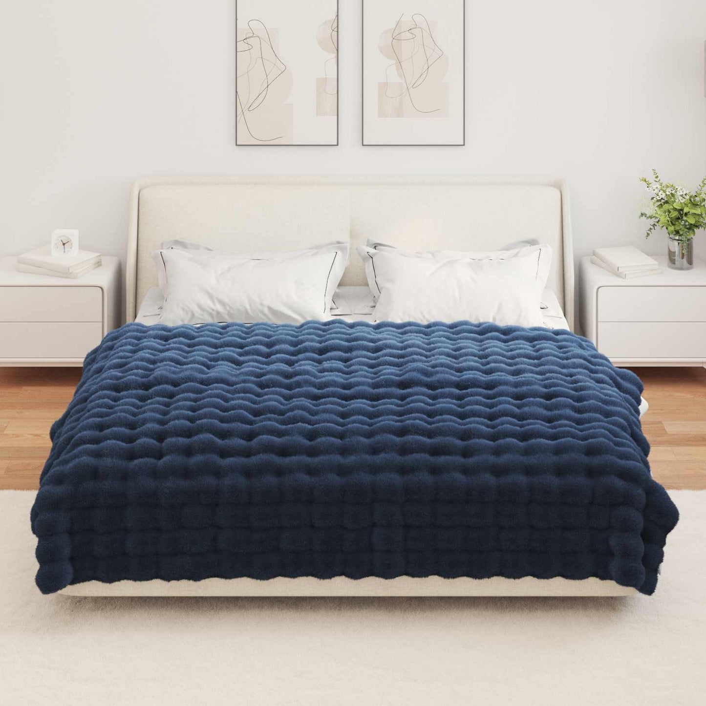 Skliikkerteppe / pledd i kunstig kaninpels Olite 4 pcs
