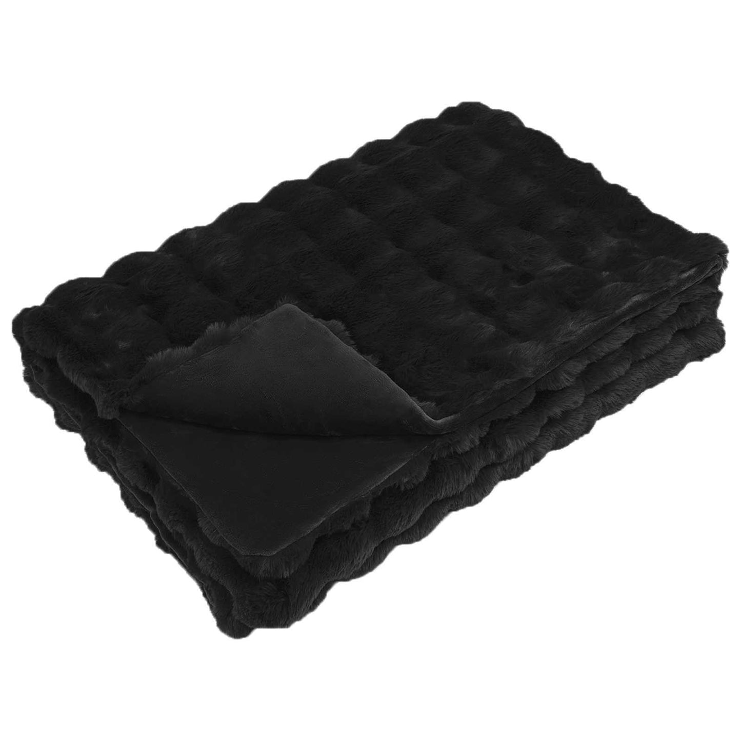 Skliikkerteppe / pledd i kunstig kaninpels Olite Svart