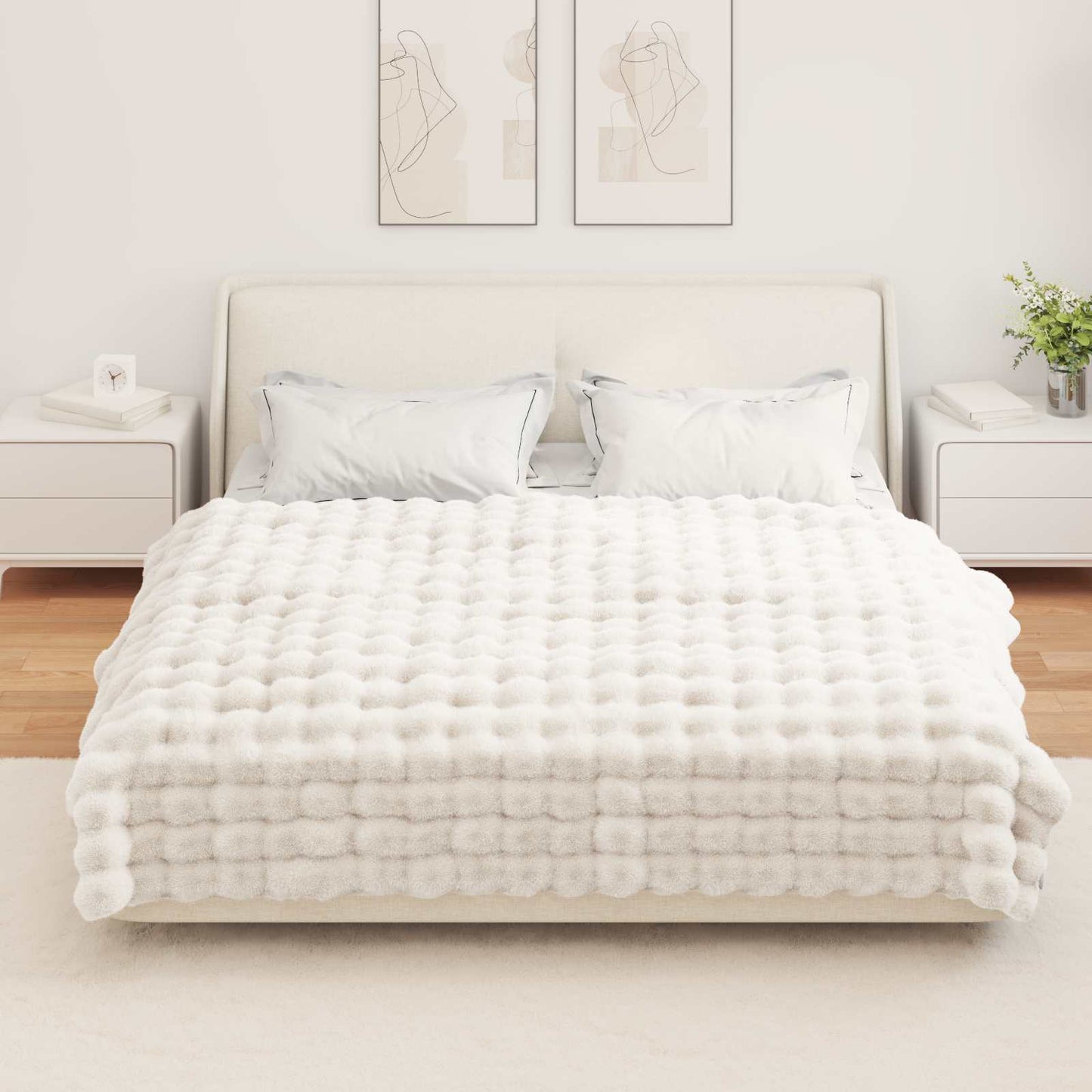 Skliikkerteppe / pledd i kunstig kaninpels Olite Hvit Polyester