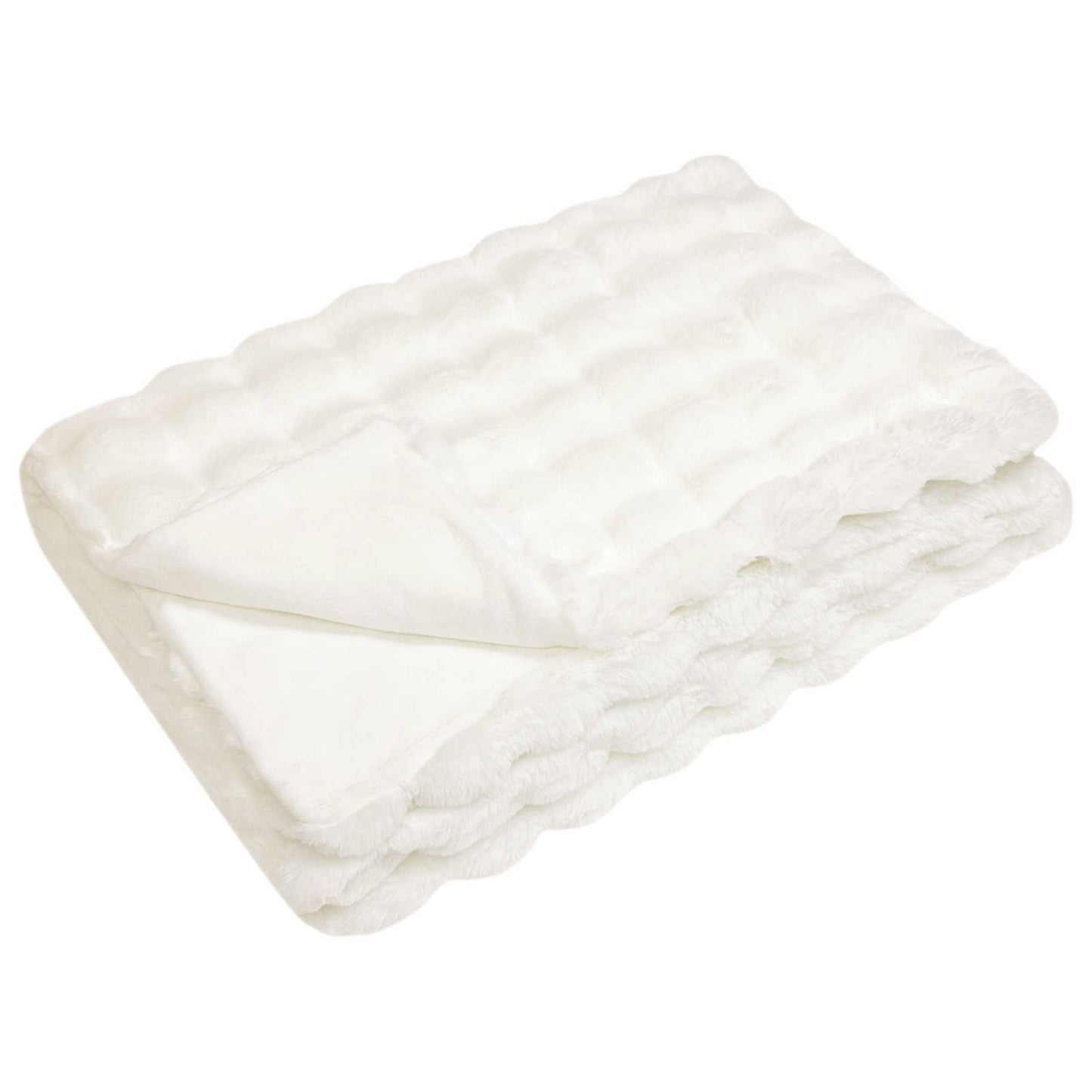 Skliikkerteppe / pledd i kunstig kaninpels Olite 4 pcs Hvit