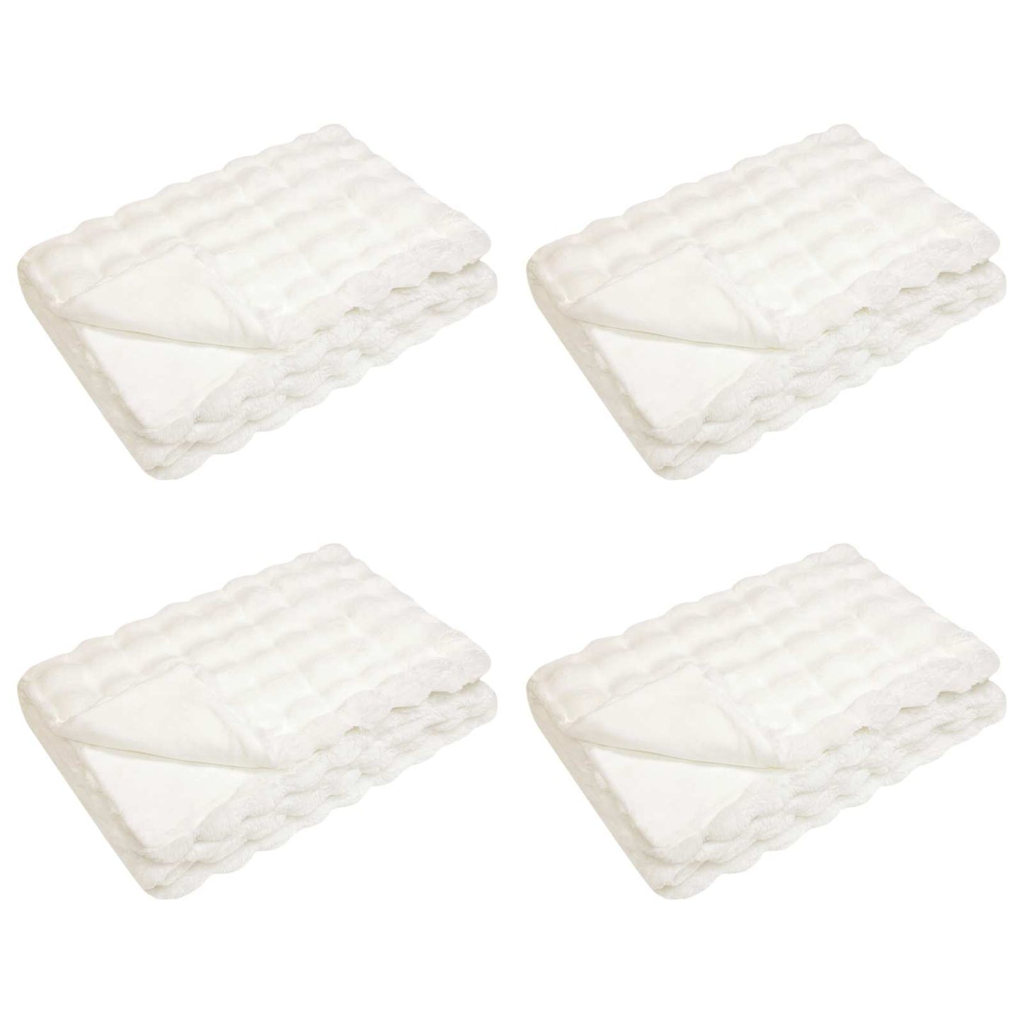 Skliikkerteppe / pledd i kunstig kaninpels Olite 4 pcs Hvit