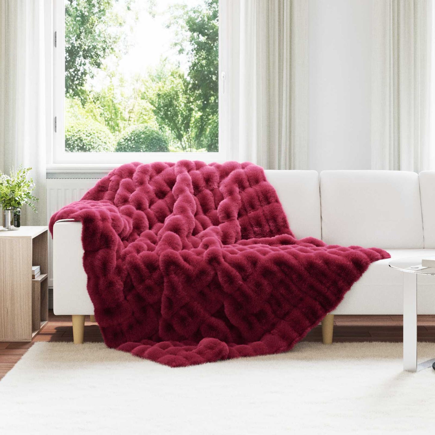 Skliikkerteppe / pledd i kunstig kaninpels Olite 4 pcs