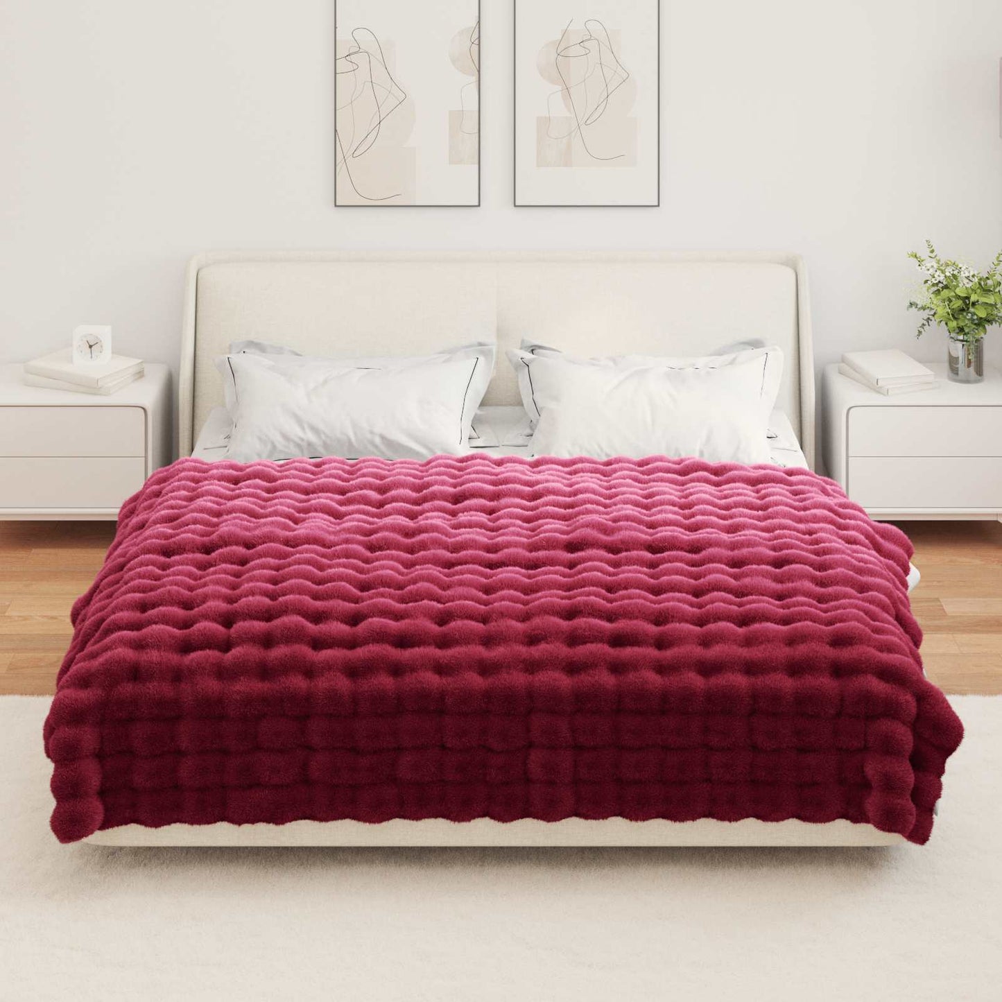 Skliikkerteppe / pledd i kunstig kaninpels Olite 4 pcs