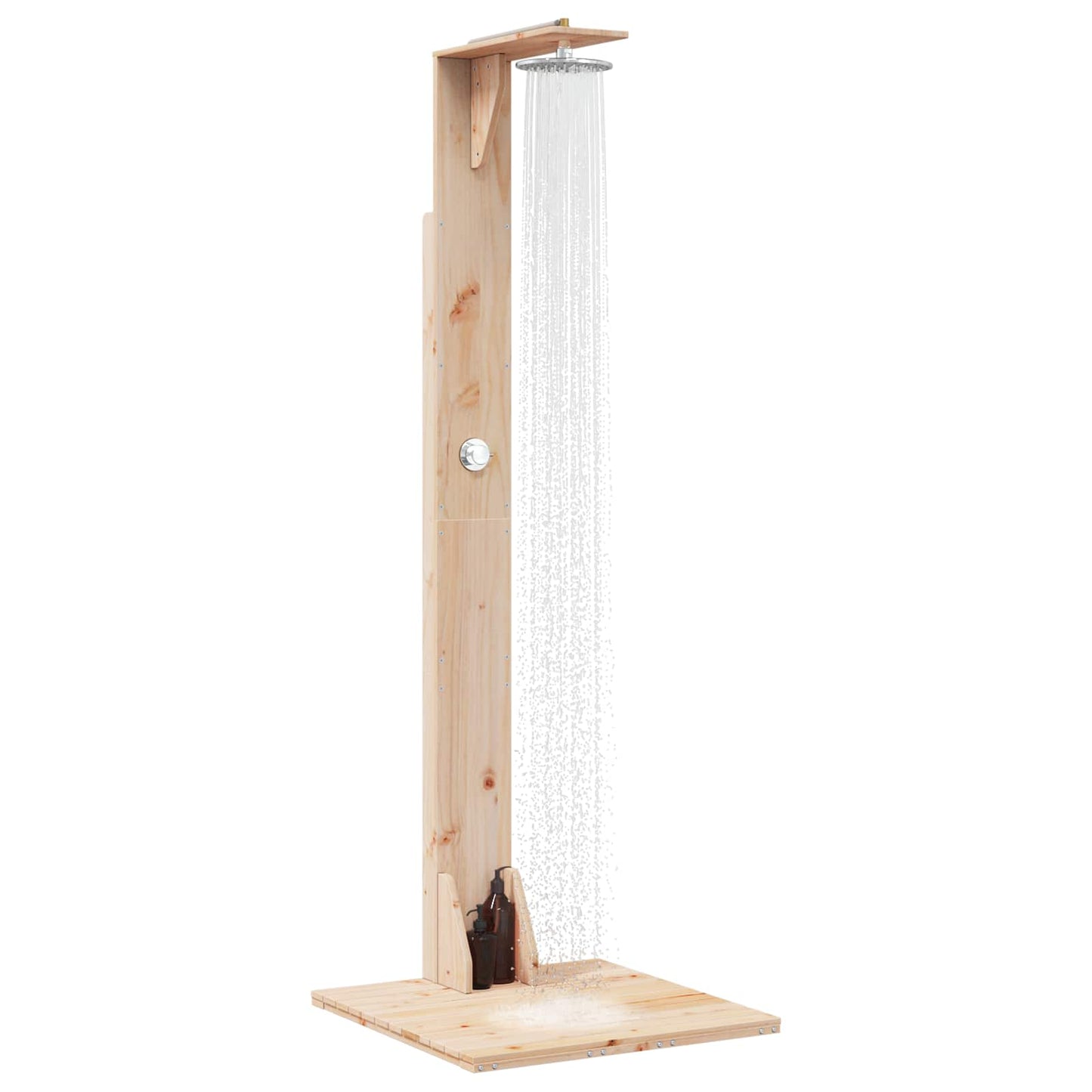 Utendørs dusj 214,5 cm Massivt furutre og rustfritt stål