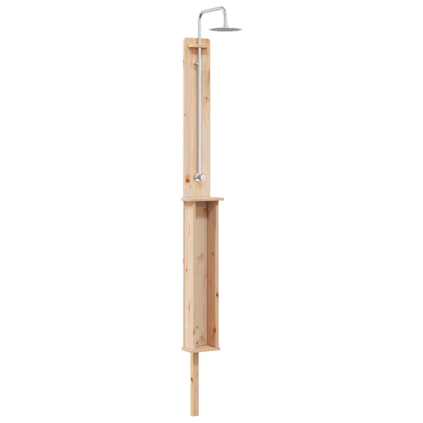 Utendørs dusj 246 cm Massivt furutre og rustfritt stål Naturlig