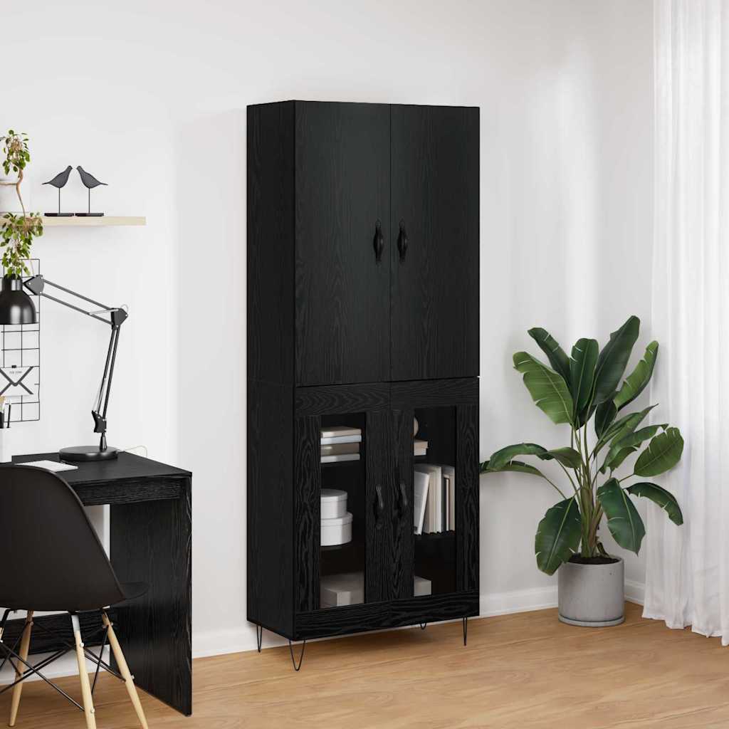 Høyskap 2 stk. Svart Eik 69,5 x 34 x 180 cm Konstruert tre