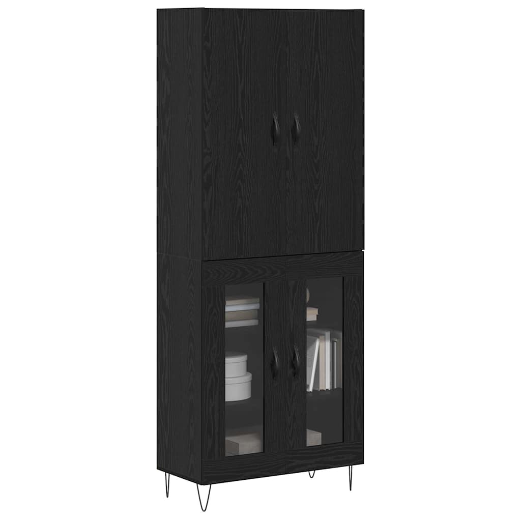 Høyskap 2 stk. Svart Eik 69,5 x 34 x 180 cm Konstruert tre