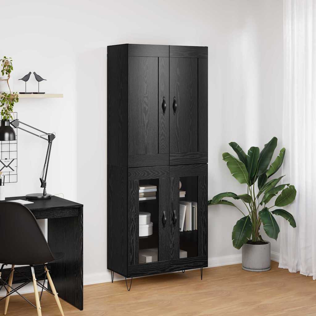 Høyskap Svart Eik 69,5 x 34 x 180 cm Konstruert tre