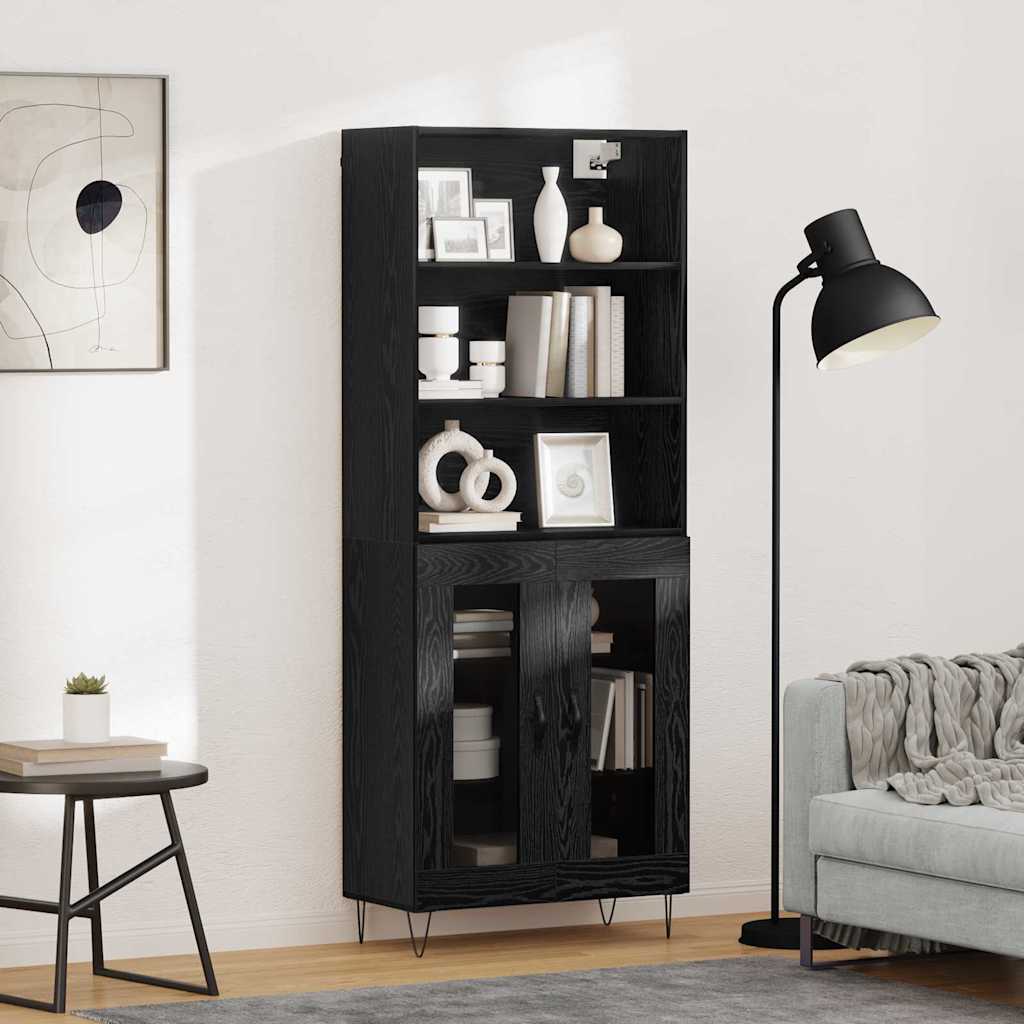 Høyskap 2 stk. Svart Eik 69,5 x 34 x 180 cm