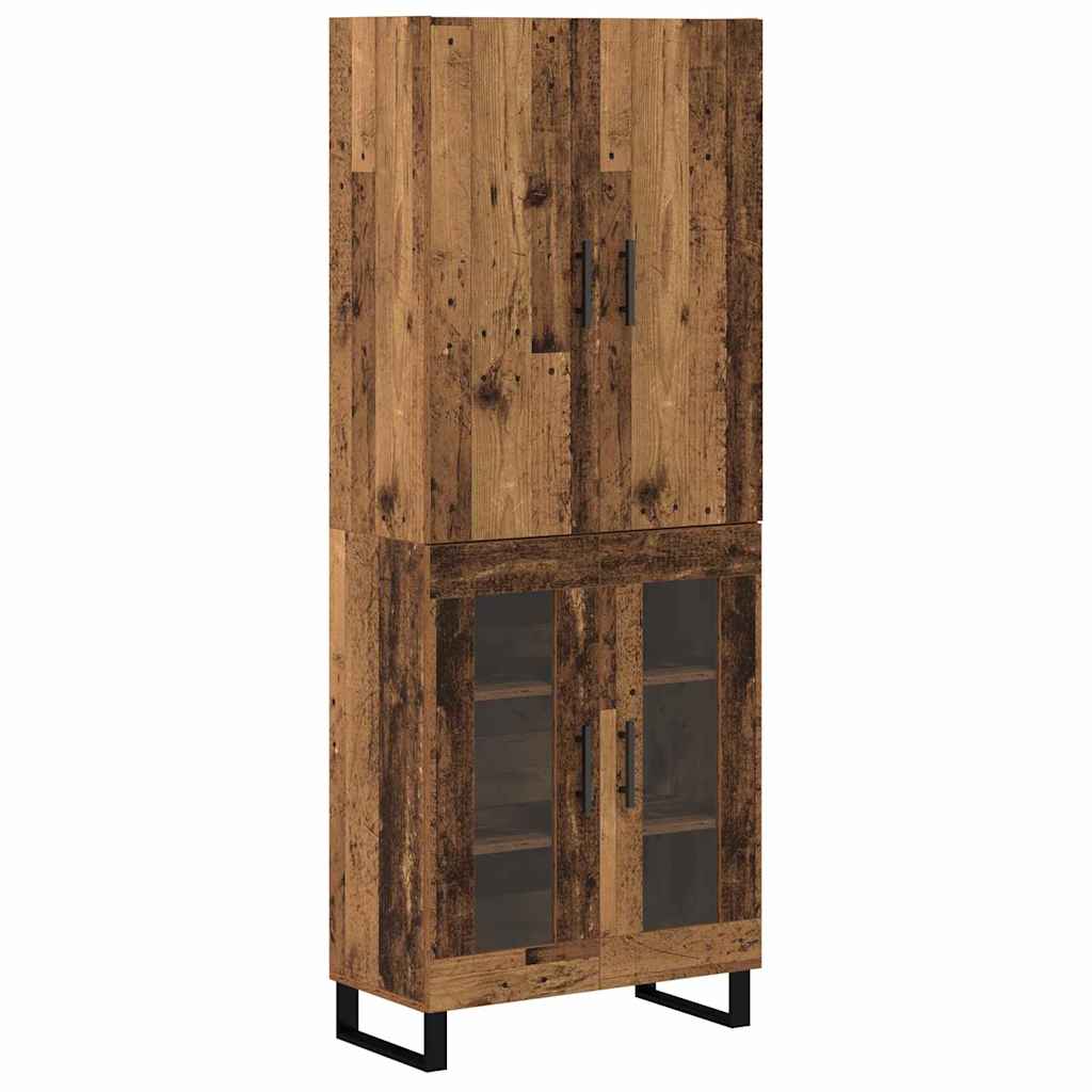 Høyskap 2 pcs Gamle tre 69,5 x 34 x 180 cm Sponplater og glass