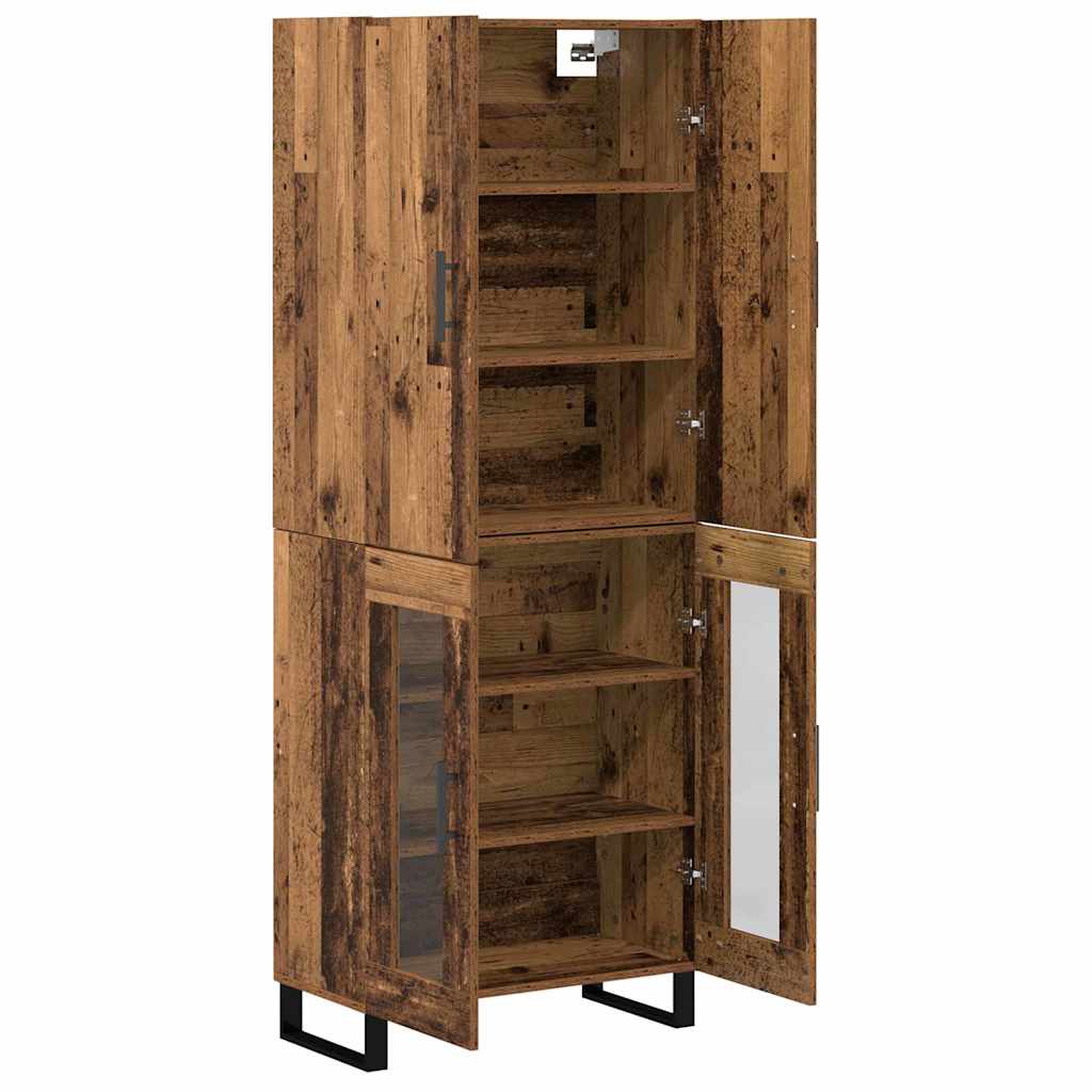 Høyskap 2 pcs Gamle tre 69,5 x 34 x 180 cm Sponplater og glass