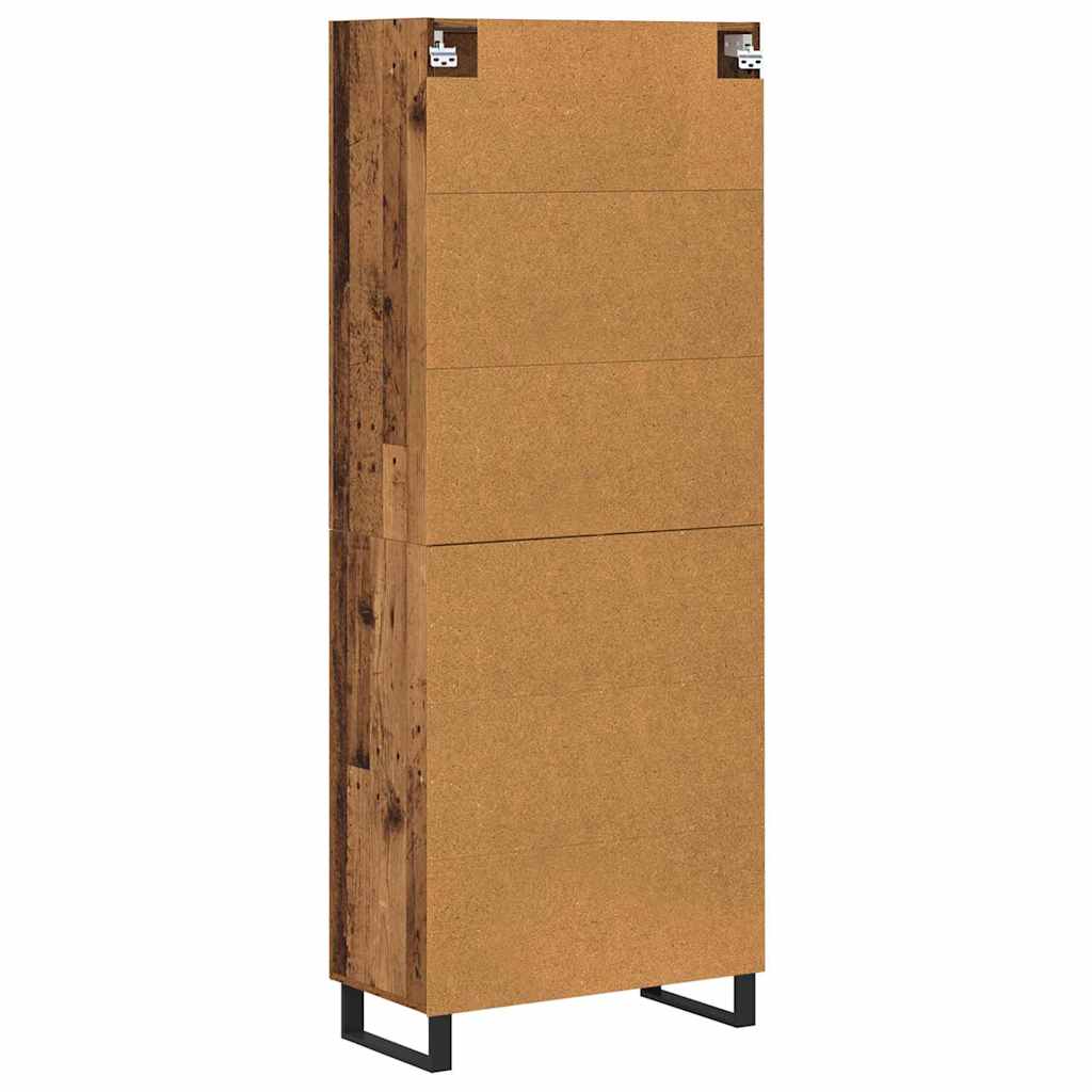 Høyskap 2 pcs Gamle tre 69,5 x 34 x 180 cm Sponplater og glass