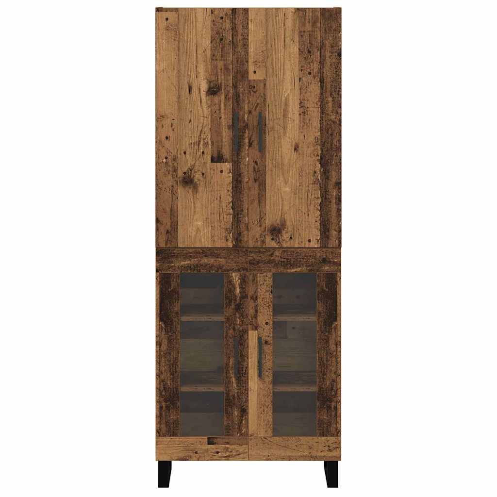Høyskap 2 pcs Gamle tre 69,5 x 34 x 180 cm Sponplater og glass