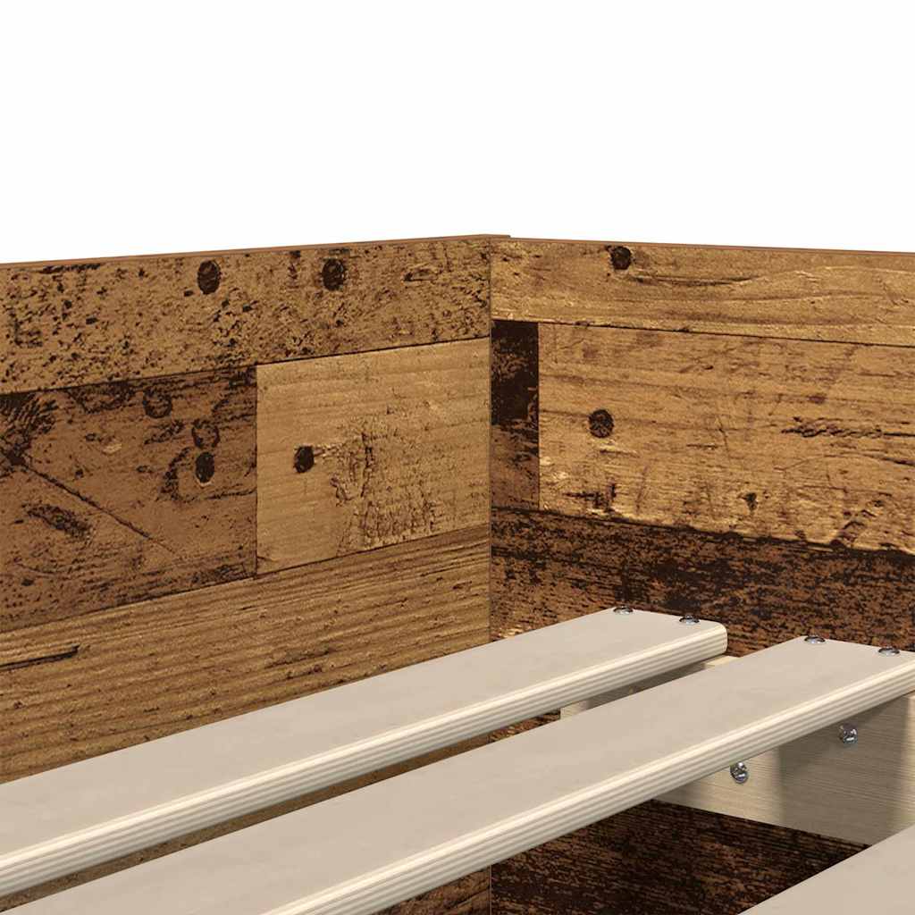 Sengestamme med skuff Gamle tre 90 x 200 cm Massiv furu