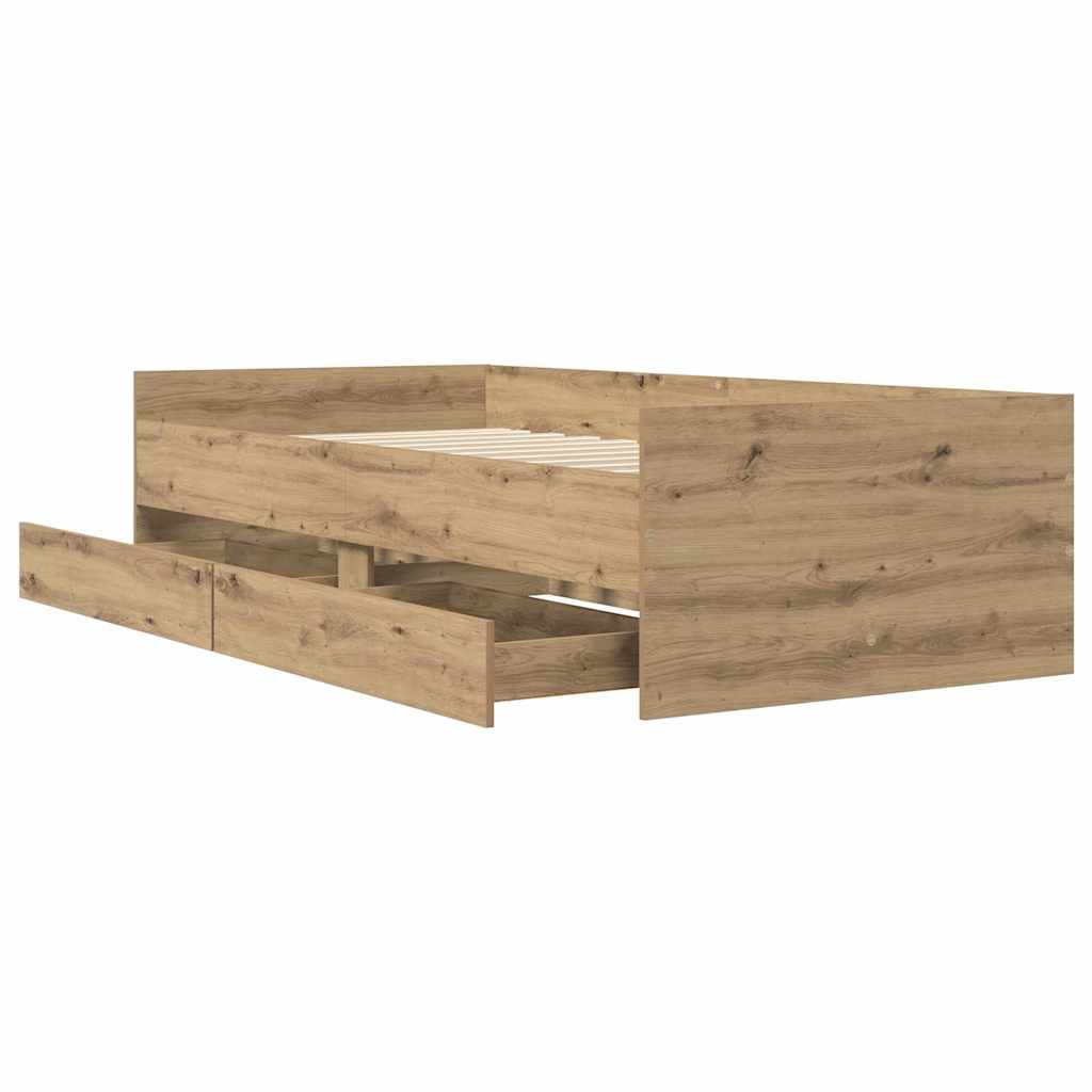 Sengestamme med skuff Artisan Eik 90 x 190 cm Massiv furu