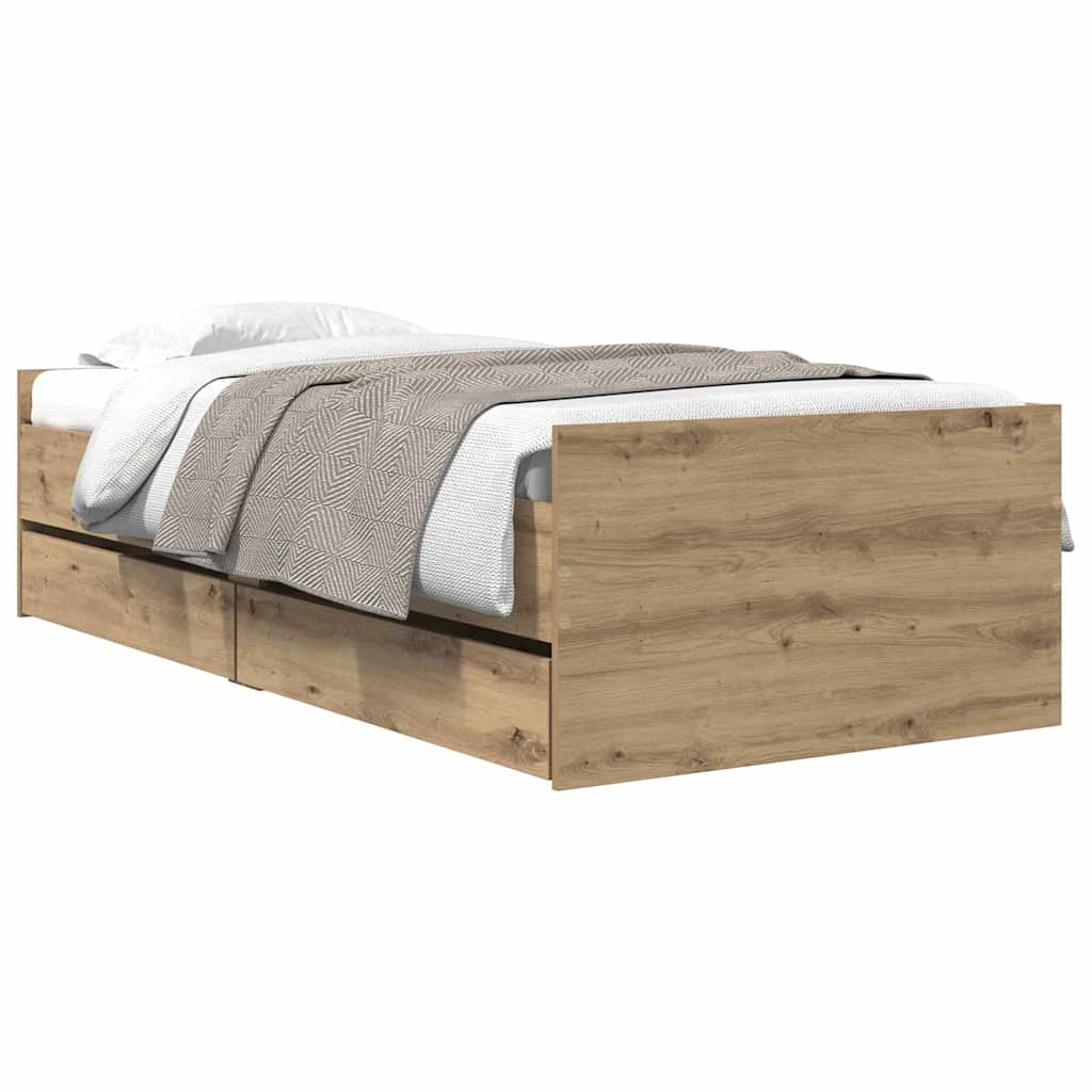 Sengestamme med skuff Artisan Eik 90 x 190 cm Massiv furu