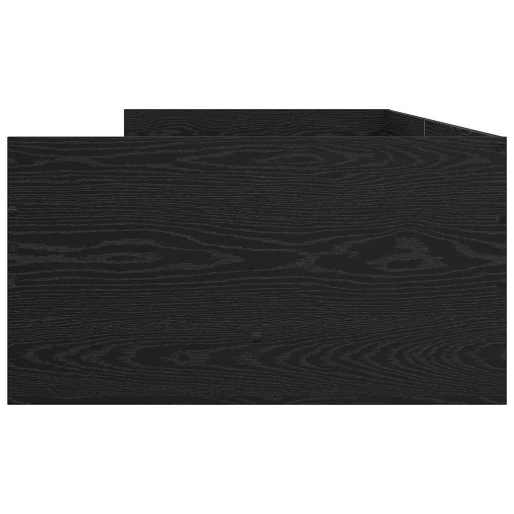 Sengestamme med skuff Svart Eik 90 x 190 cm Massiv furu