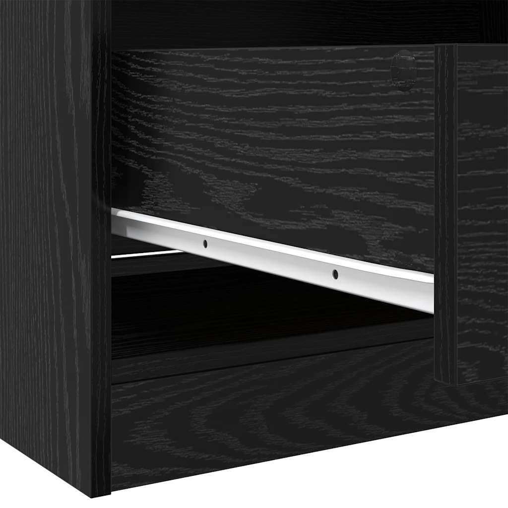 Garderobeskap Svart Eik 80 x 50 x 200 cm Konstruert tre