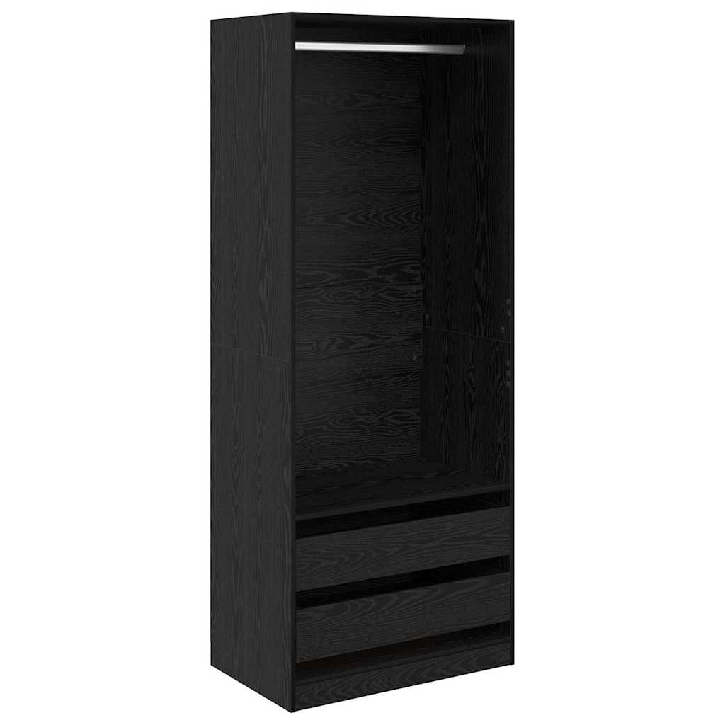 Garderobeskap Svart Eik 80 x 50 x 200 cm Konstruert tre
