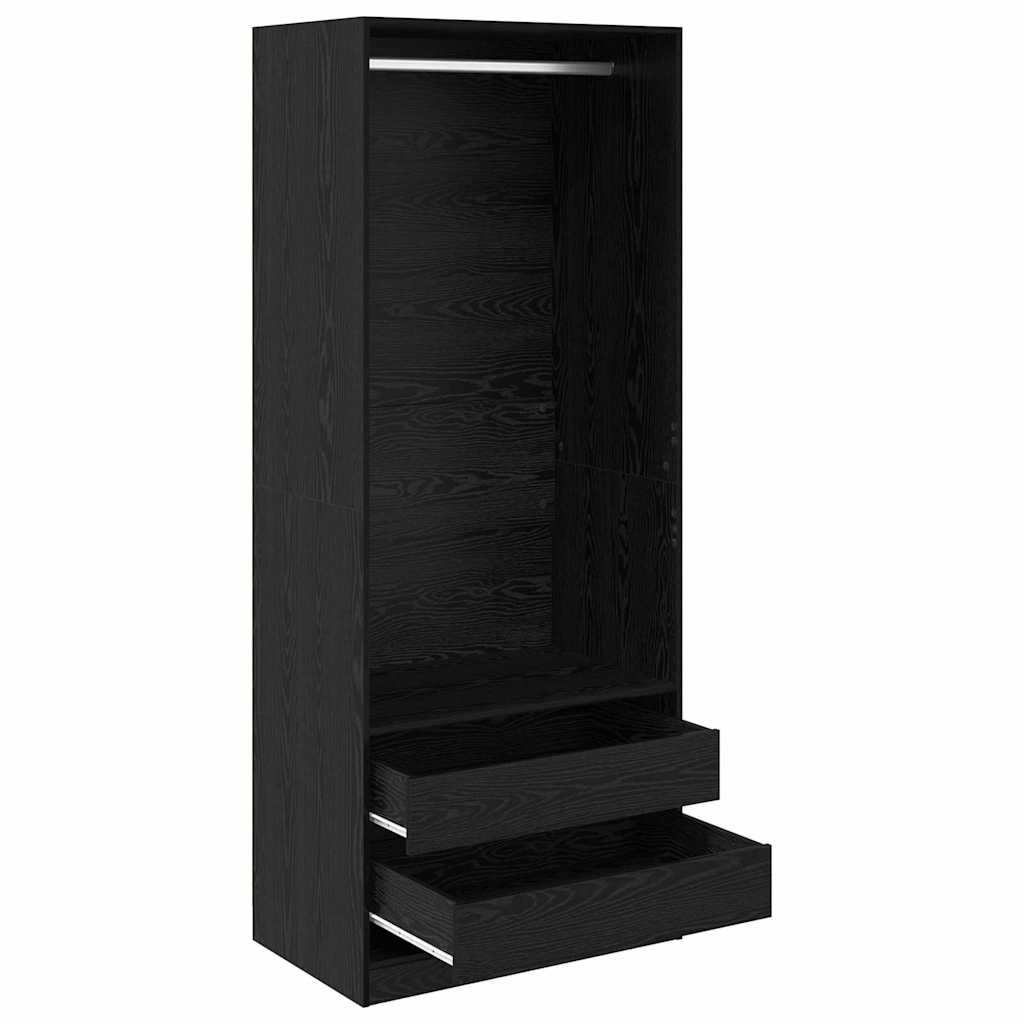 Garderobeskap Svart Eik 80 x 50 x 200 cm Konstruert tre