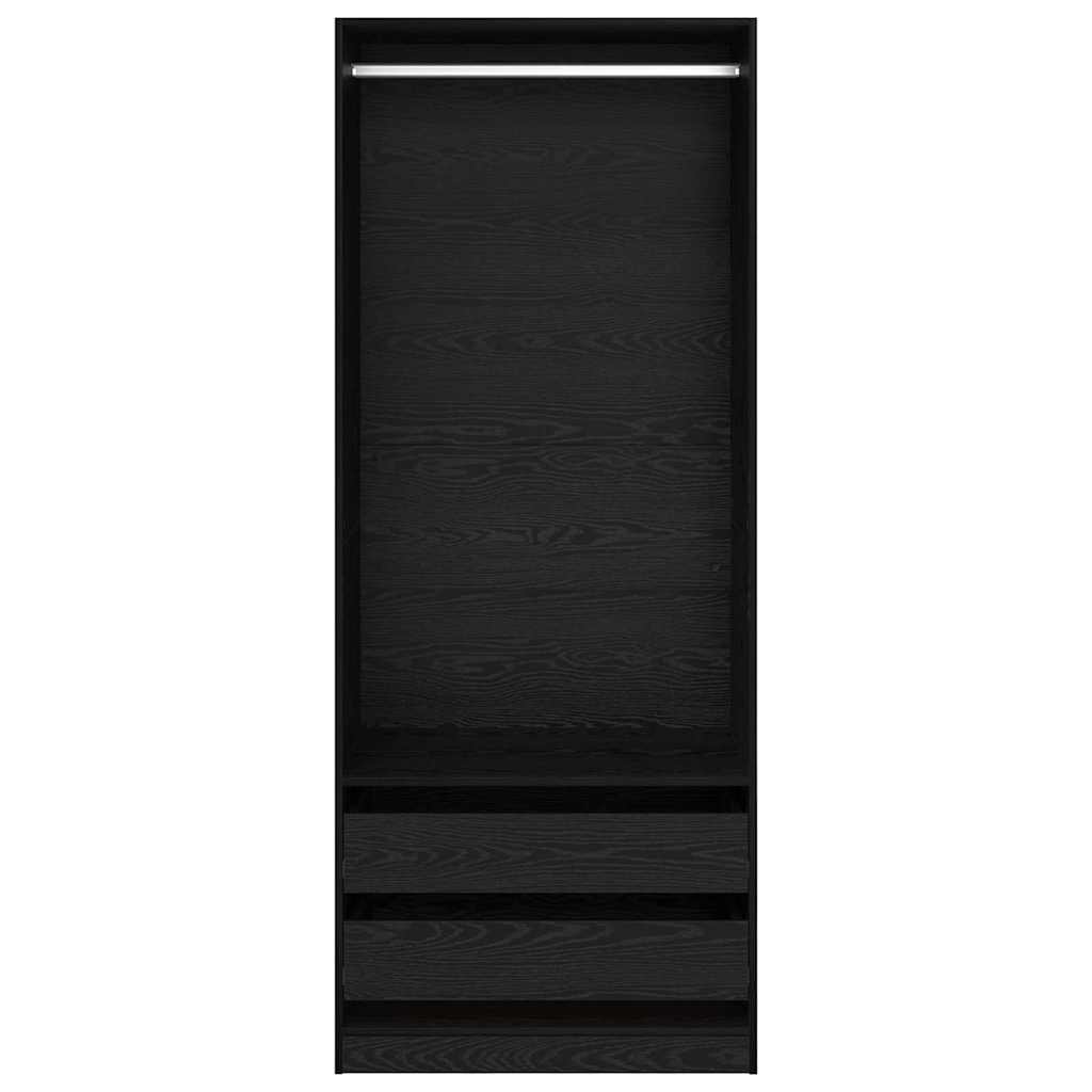 Garderobeskap Svart Eik 80 x 50 x 200 cm Konstruert tre