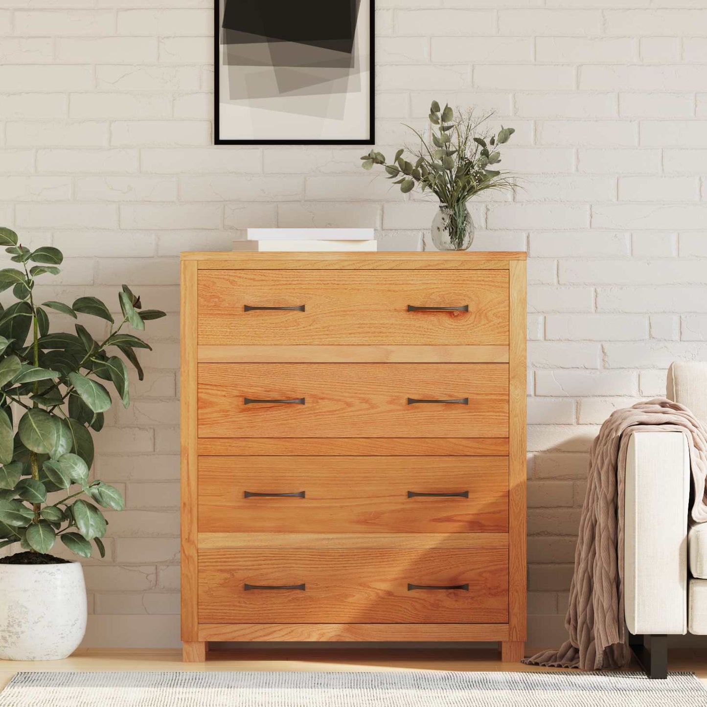 Kabinett med skuff Brun 80 x 35 x 95 cm Massivt Eiketre