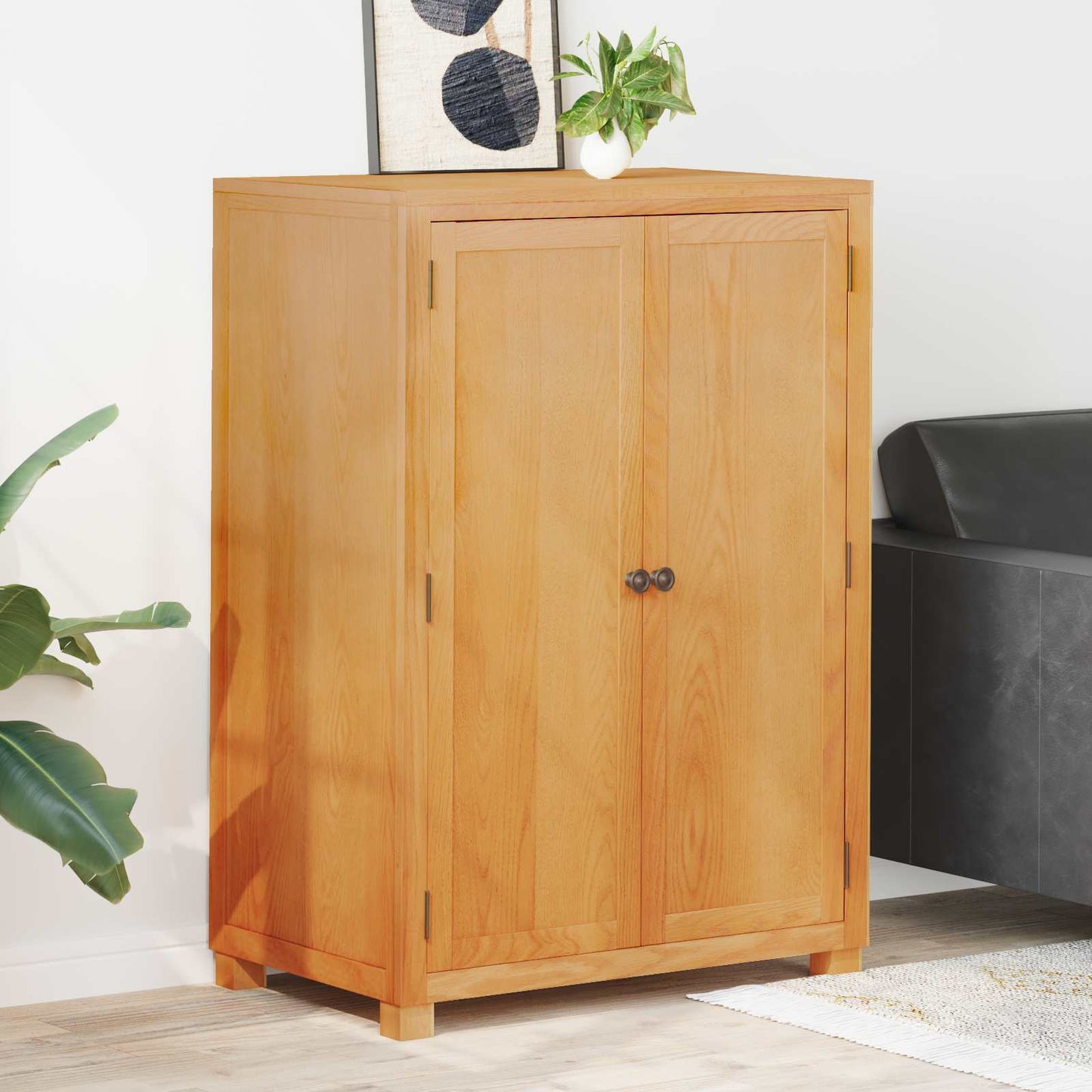 Garderobeskap med lagring Brun 80 x 50 x 115 cm Massivt Eiketre