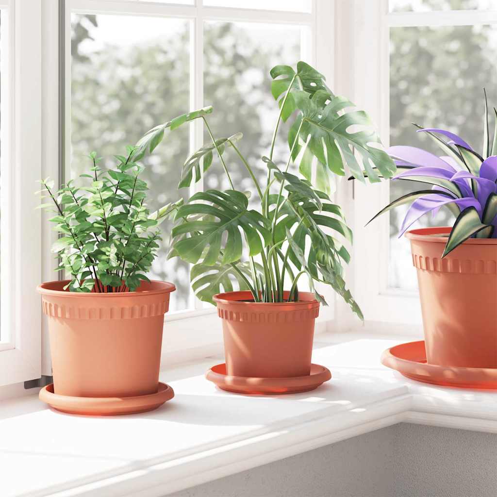 Rund Blomsterpotte 6 pcs Klinker Rød Ø 12,5 x 10 cm Plast