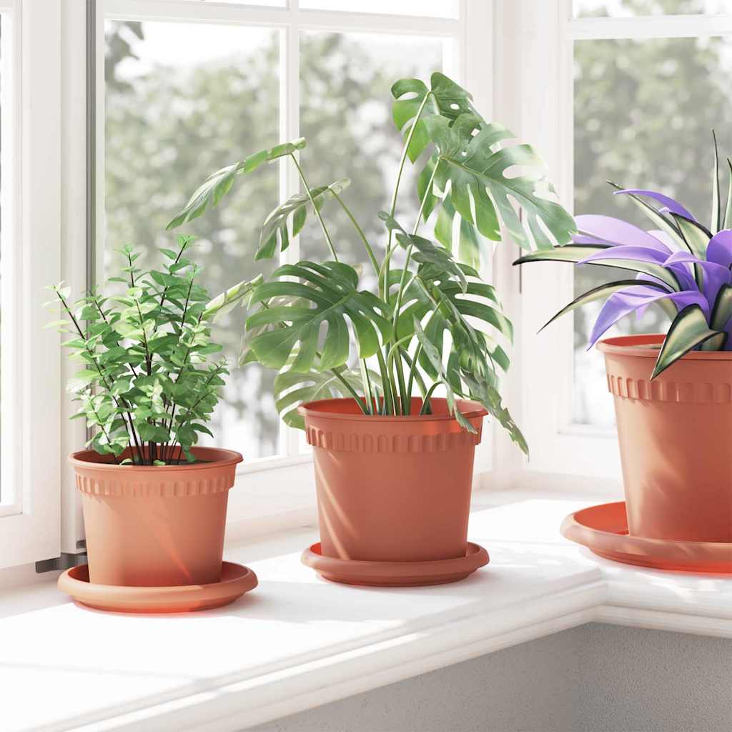 Rund Blomsterpotte 24 pcs Klinker Rød Ø 15 x 12 cm Plast