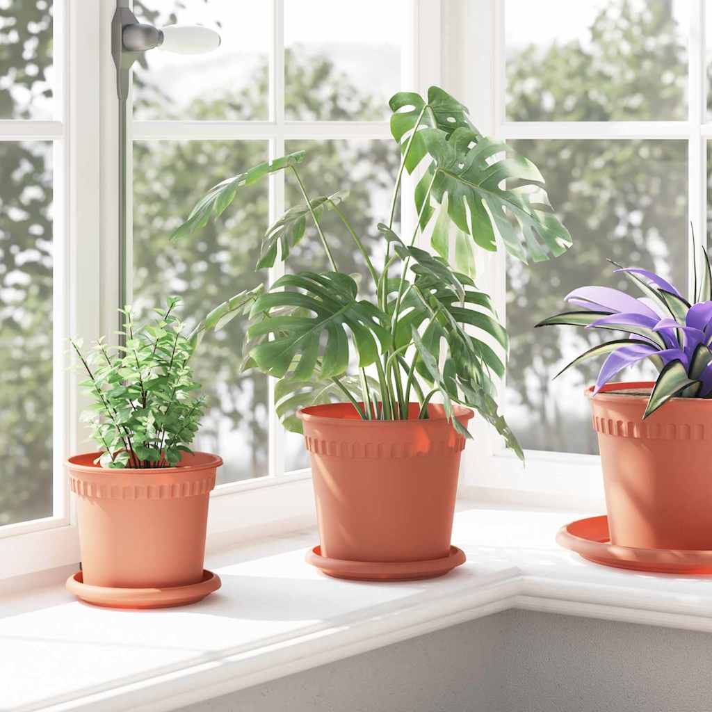 Rund Blomsterpotte 24 pcs Klinker Rød Ø 17 x 14 cm Plast